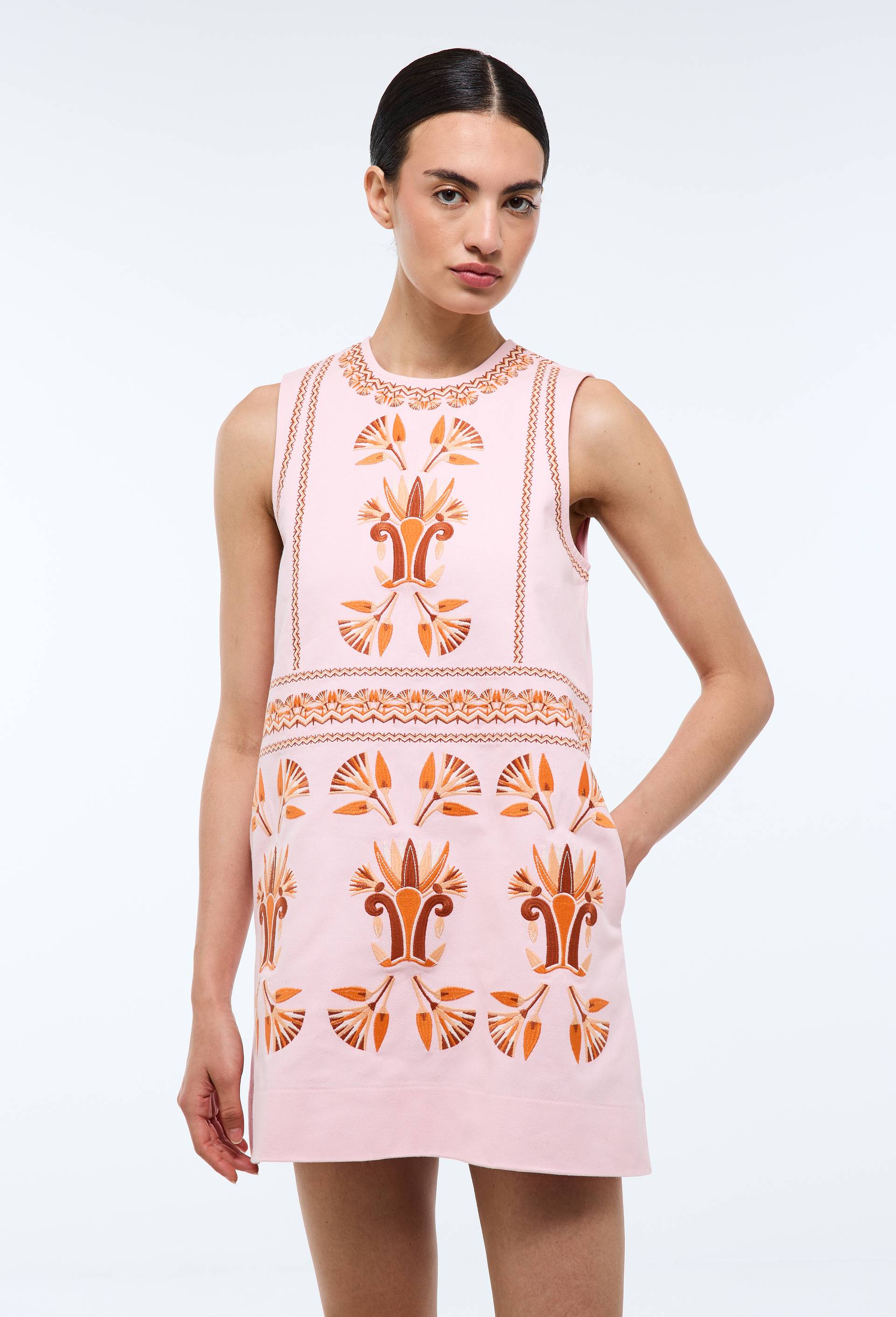 Robe brod&eacute;e en coton BIO GOTS - LOUIS BARTHELEMY x MONOPRIX, Rose, large image number 1