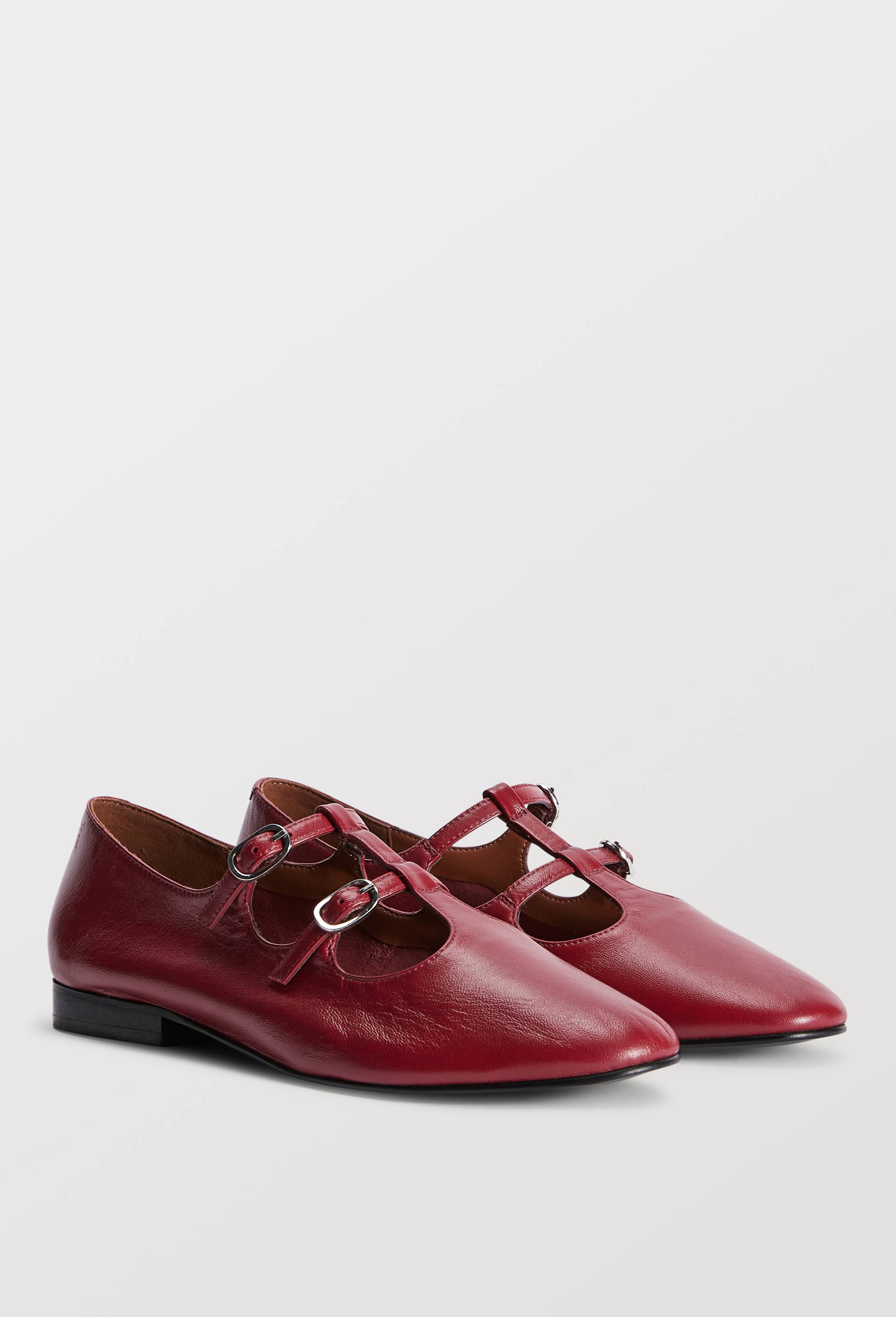 Salom&eacute;s double brides en cuir, Orange fonc&eacute;, swatch image