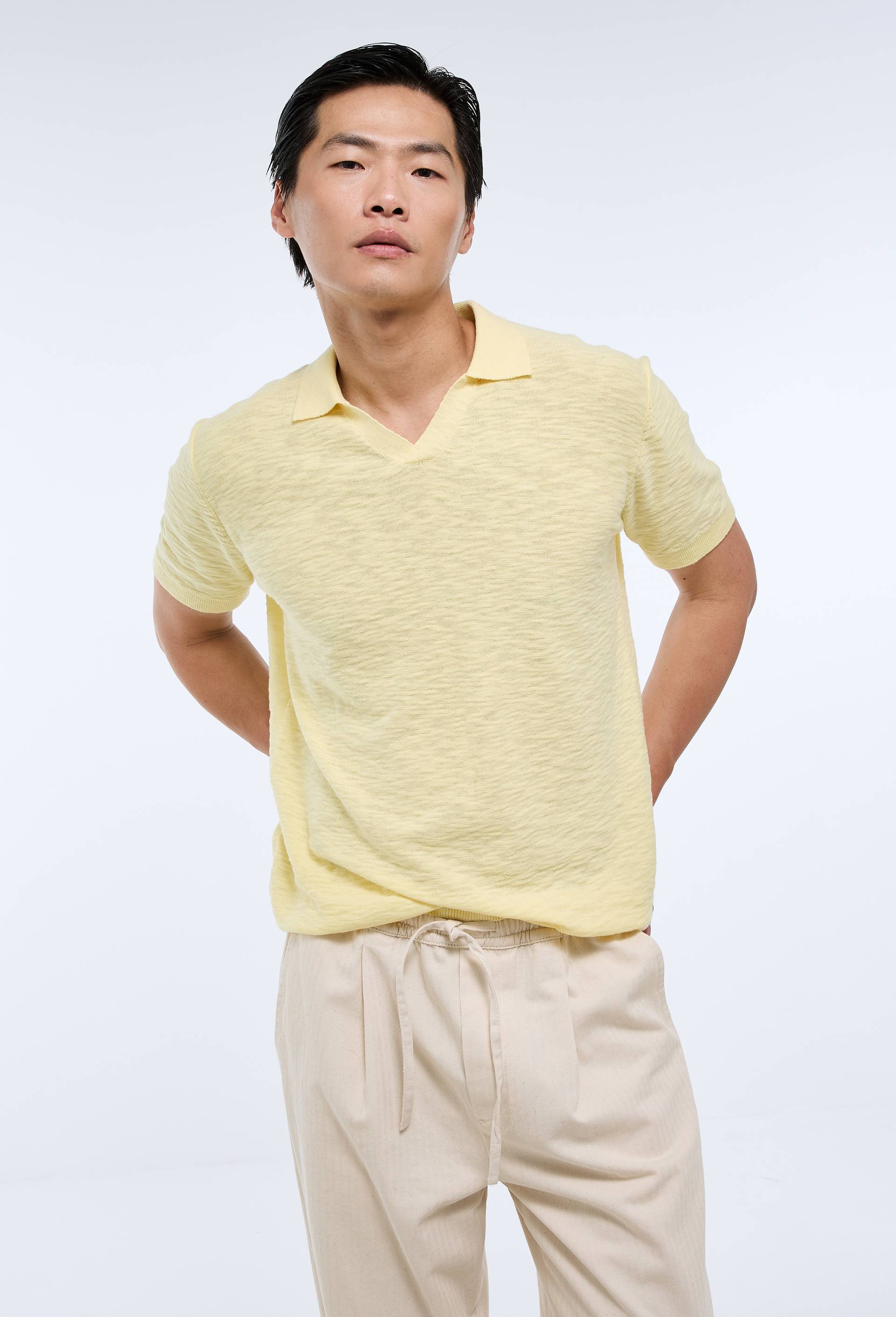 t-shirt polo en coton BIO, Jaune clair, large image number 0