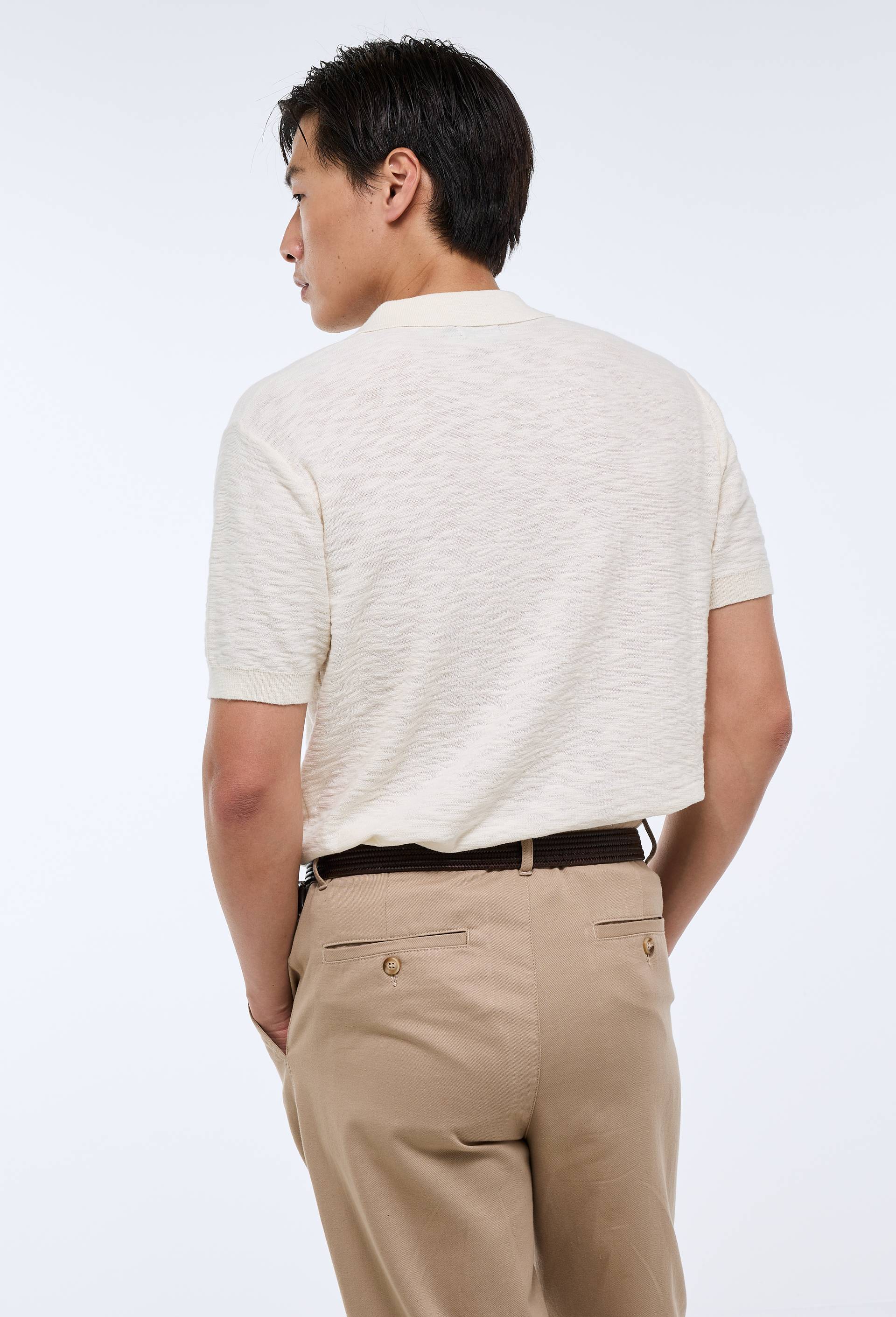 T-shirt polo en coton, Ecru, large image number 1