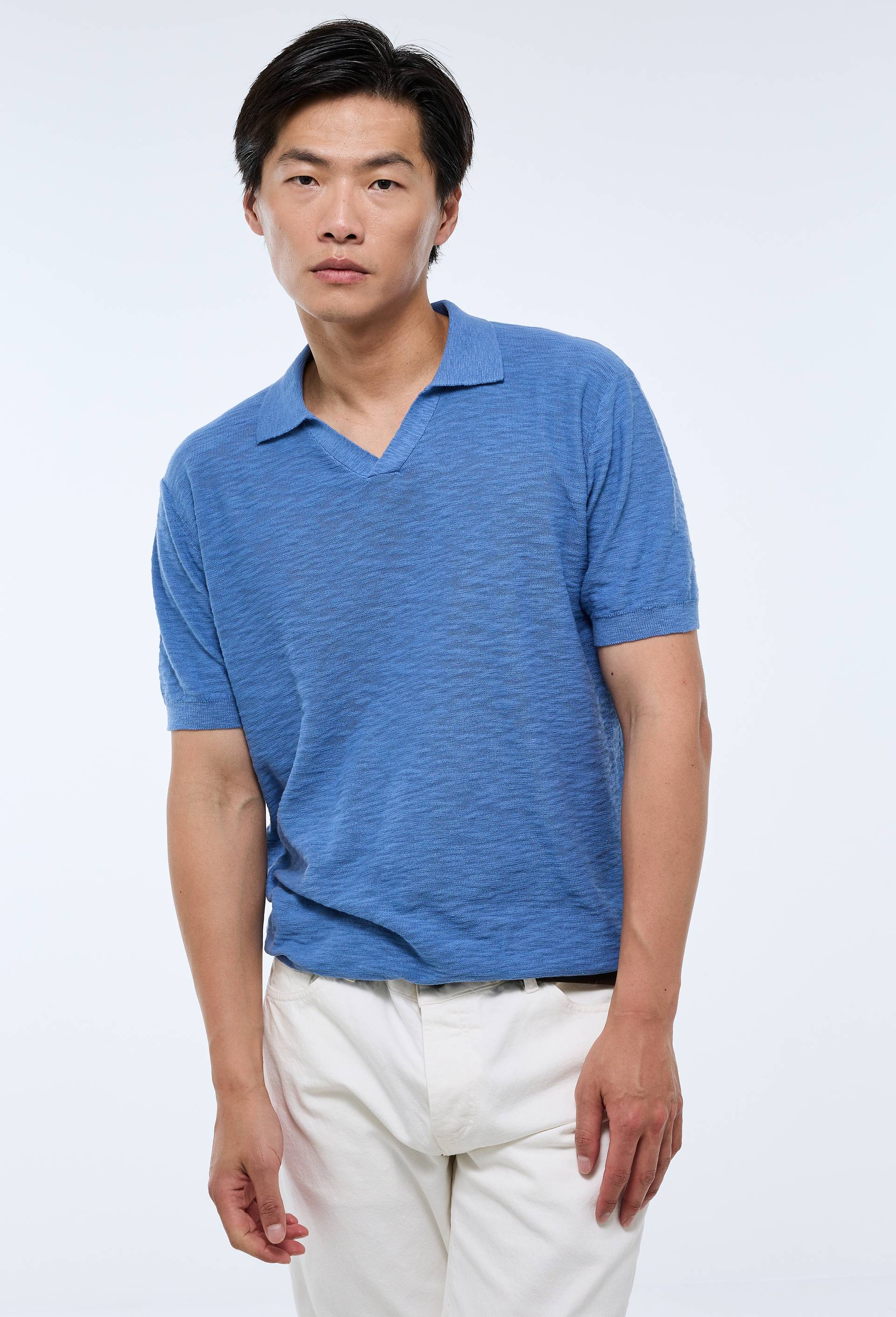 t-shirt polo en coton BIO, Bleu, swatch image