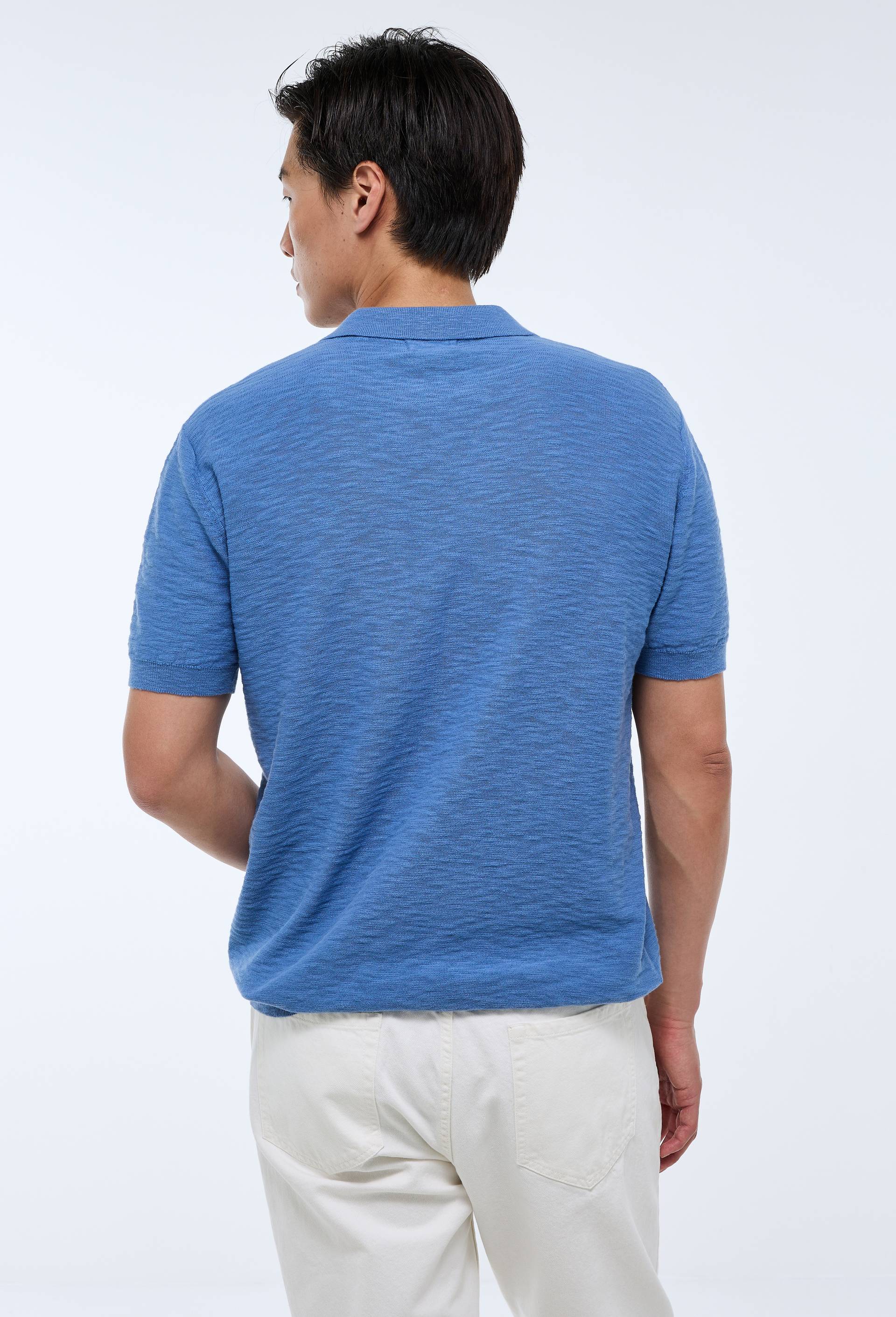 t-shirt polo en coton BIO, Bleu, large image number 1
