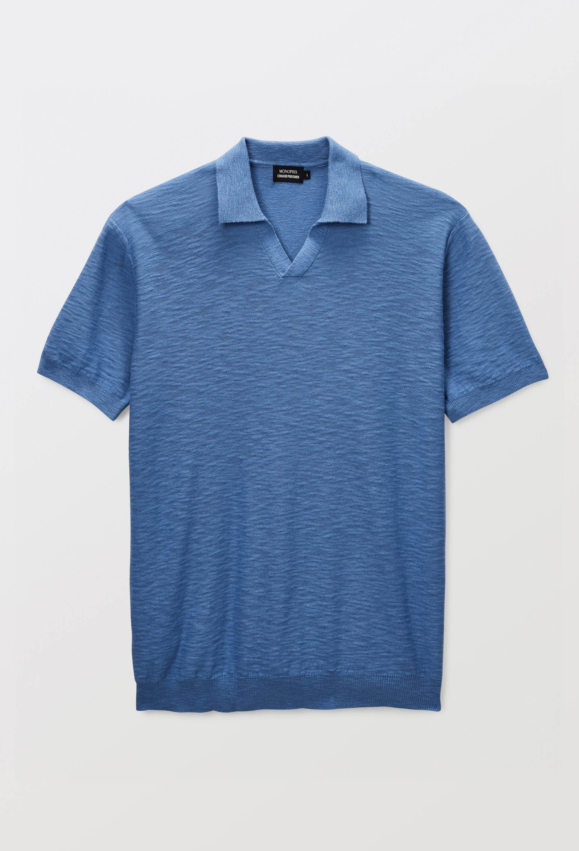 t-shirt polo en coton BIO, Bleu, large image number 2