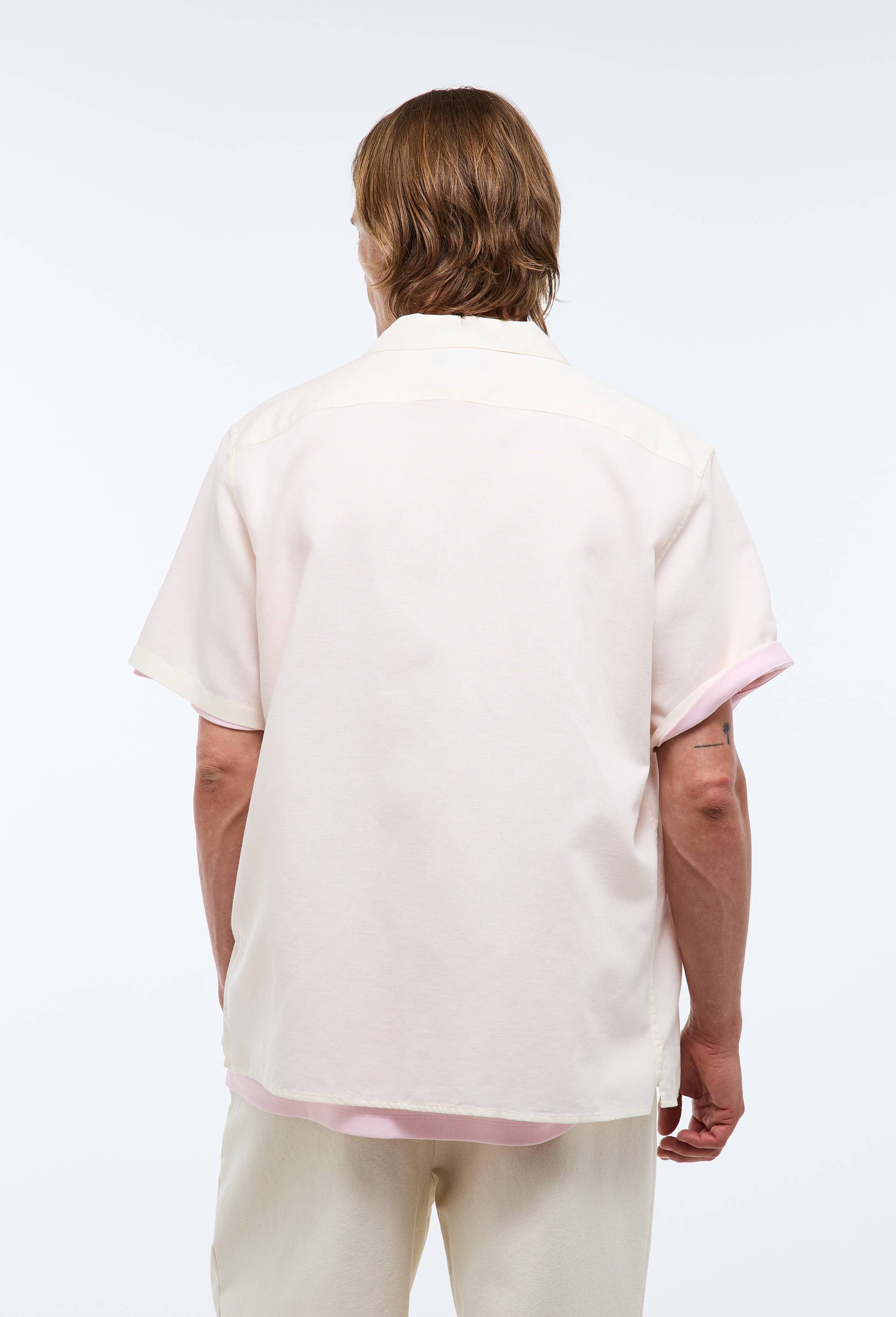 Chemise manches courtes en lin / coton, Beige clair, large image number 1