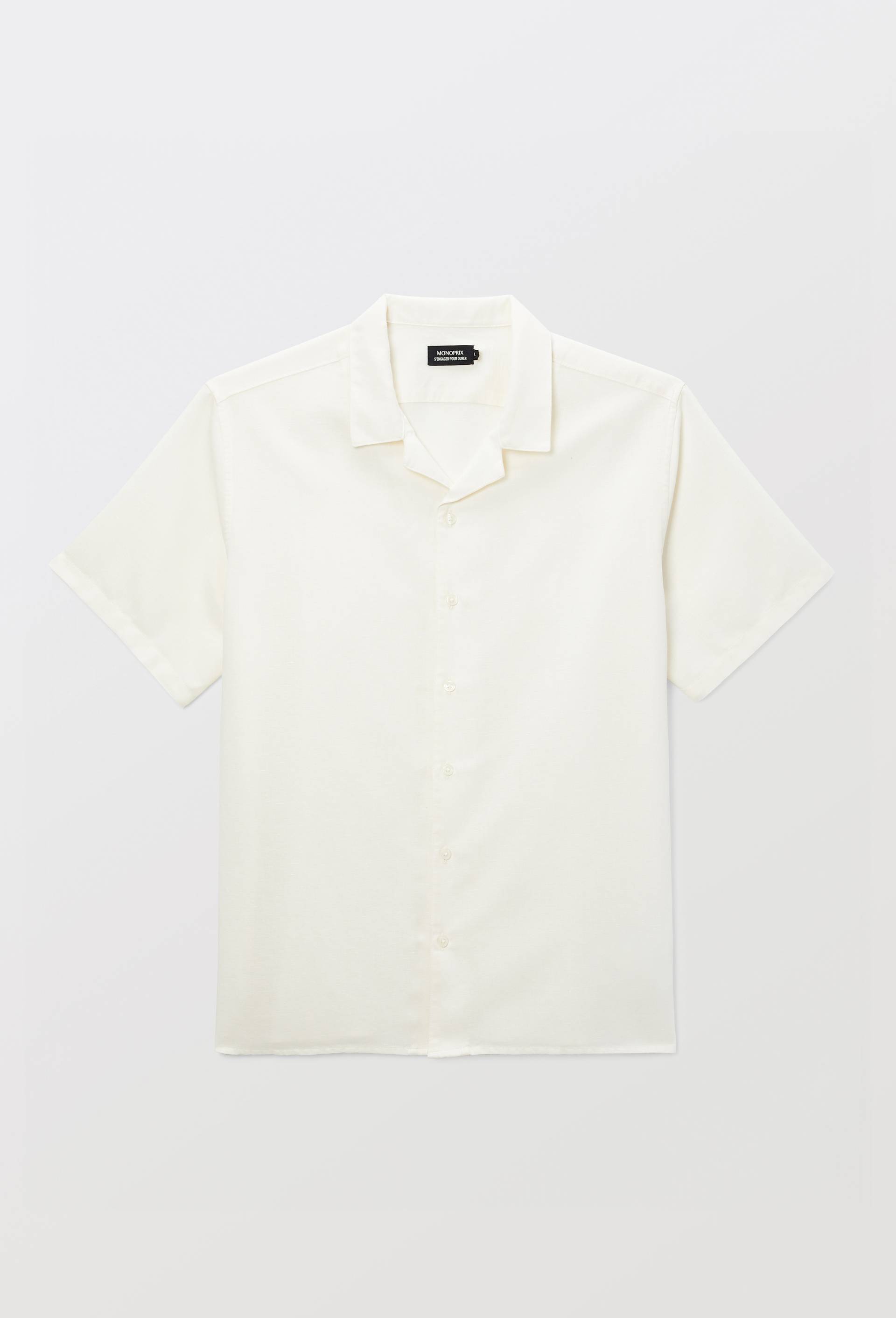 Chemise manches courtes en lin / coton, Beige clair, large image number 2