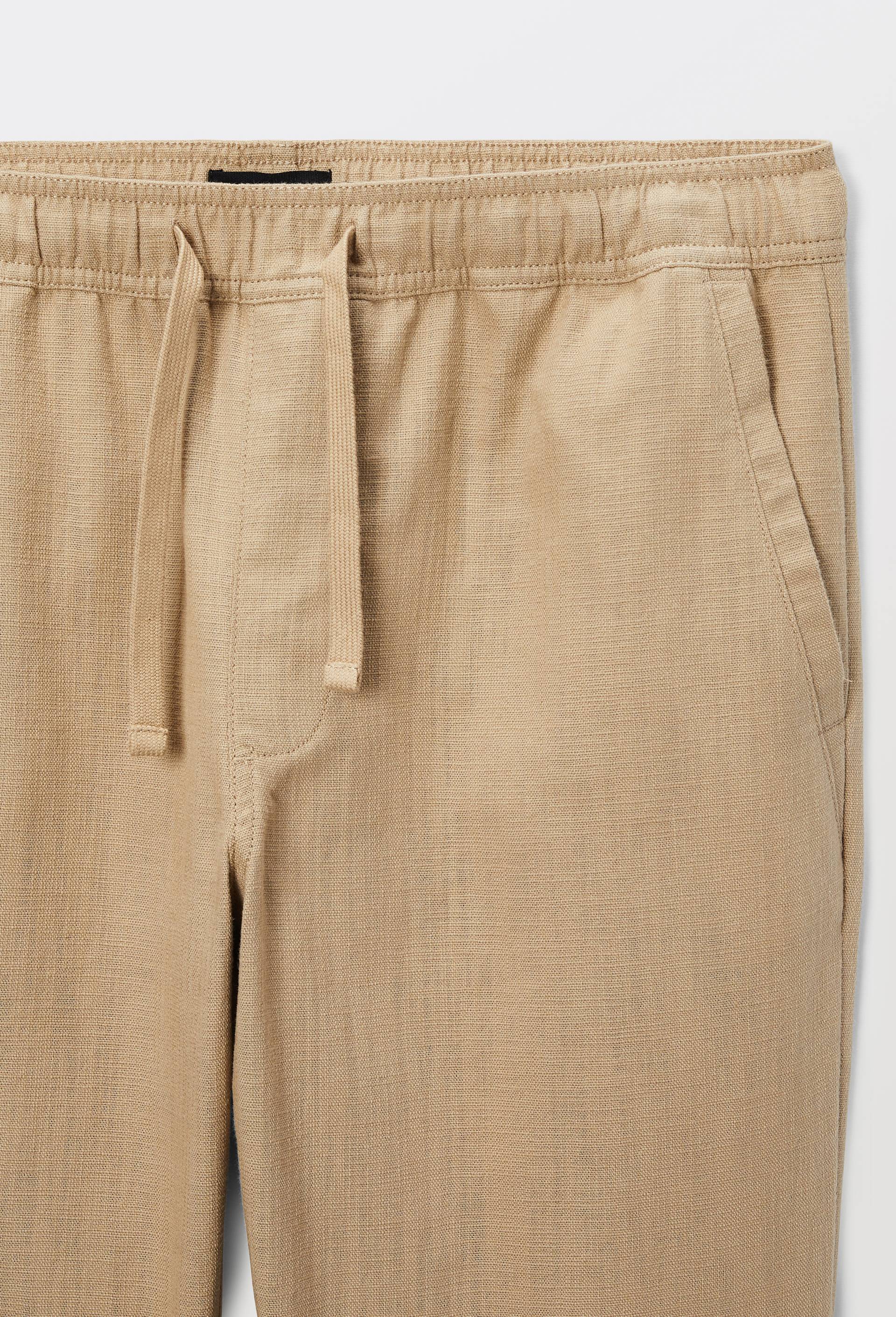 Pantalon taille &eacute;lastiqu&eacute;e en coton BIO GOTS, Ecru, large image number 3