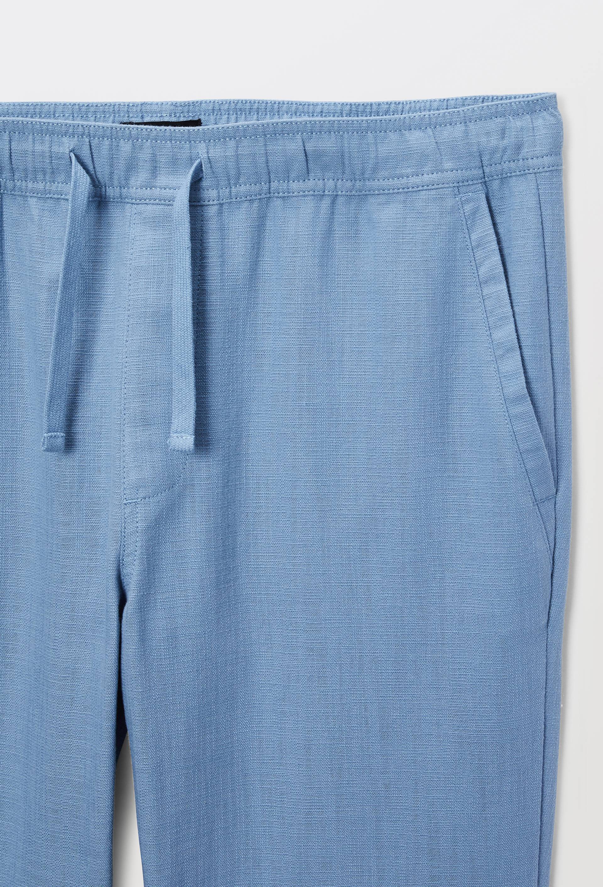 Pantalon taille &eacute;lastiqu&eacute;e en coton BIO GOTS, Bleu, large image number 3
