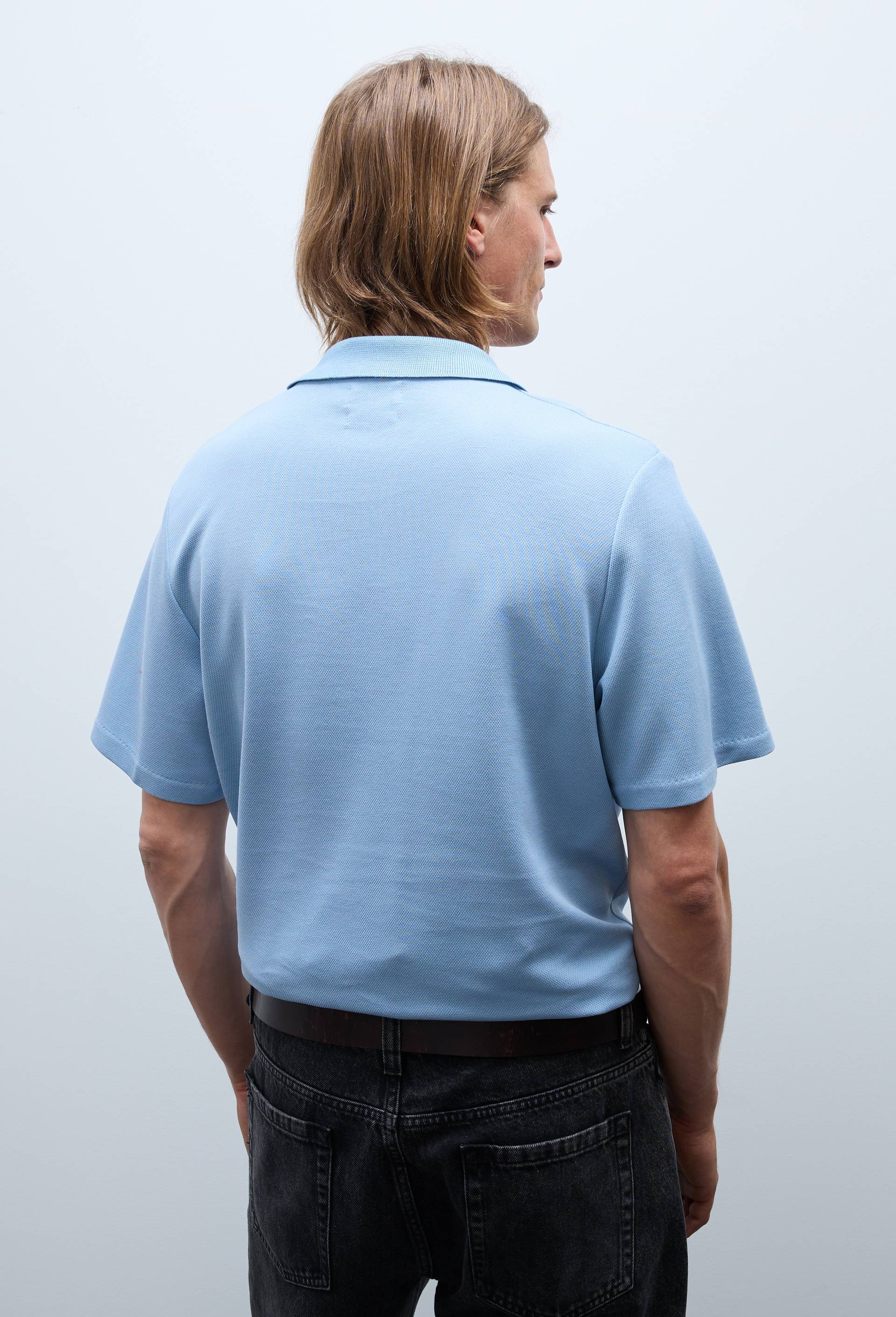 Polo manches courtes en viscose, Bleu, large image number 1