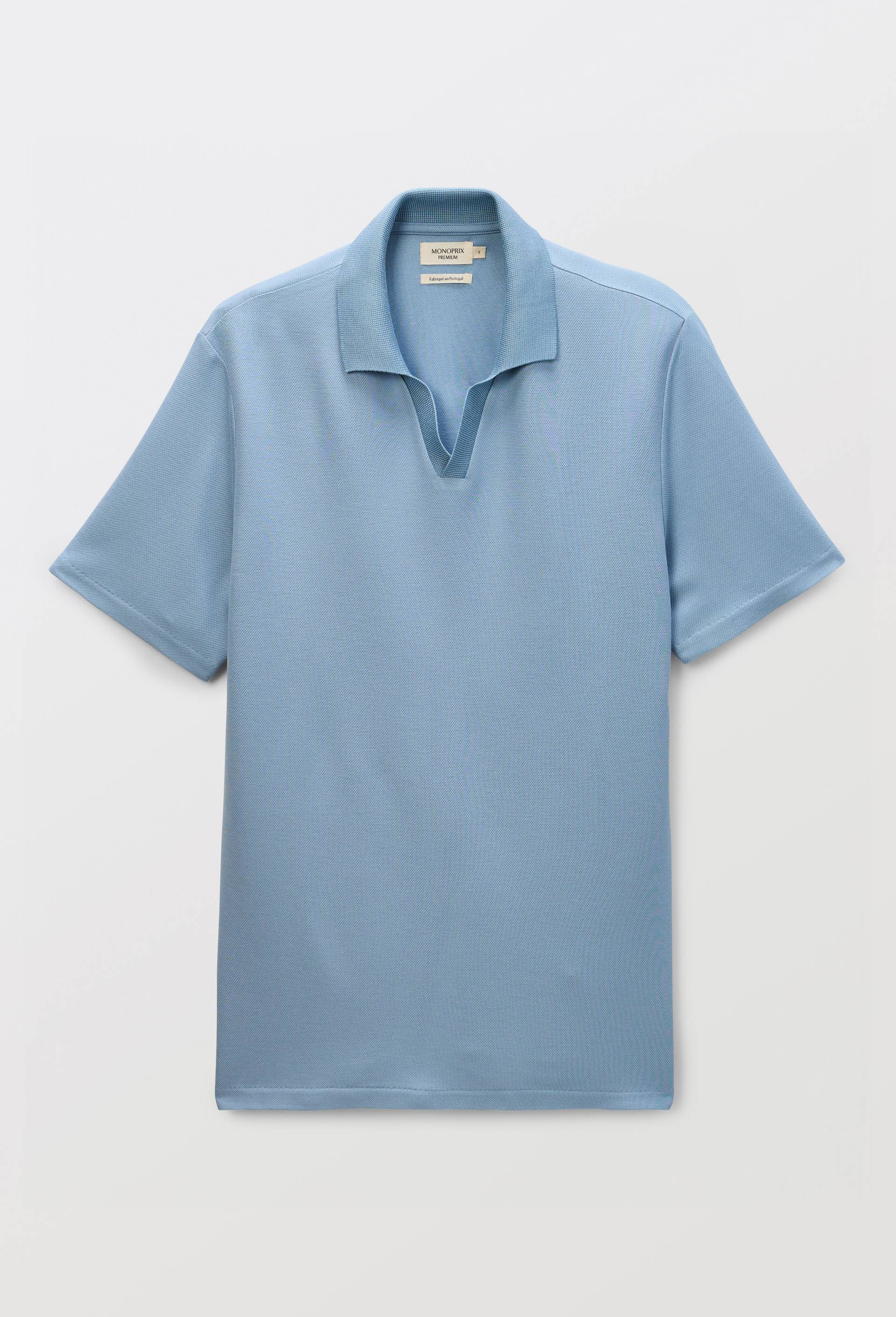 Polo manches courtes en viscose, Bleu, large image number 2