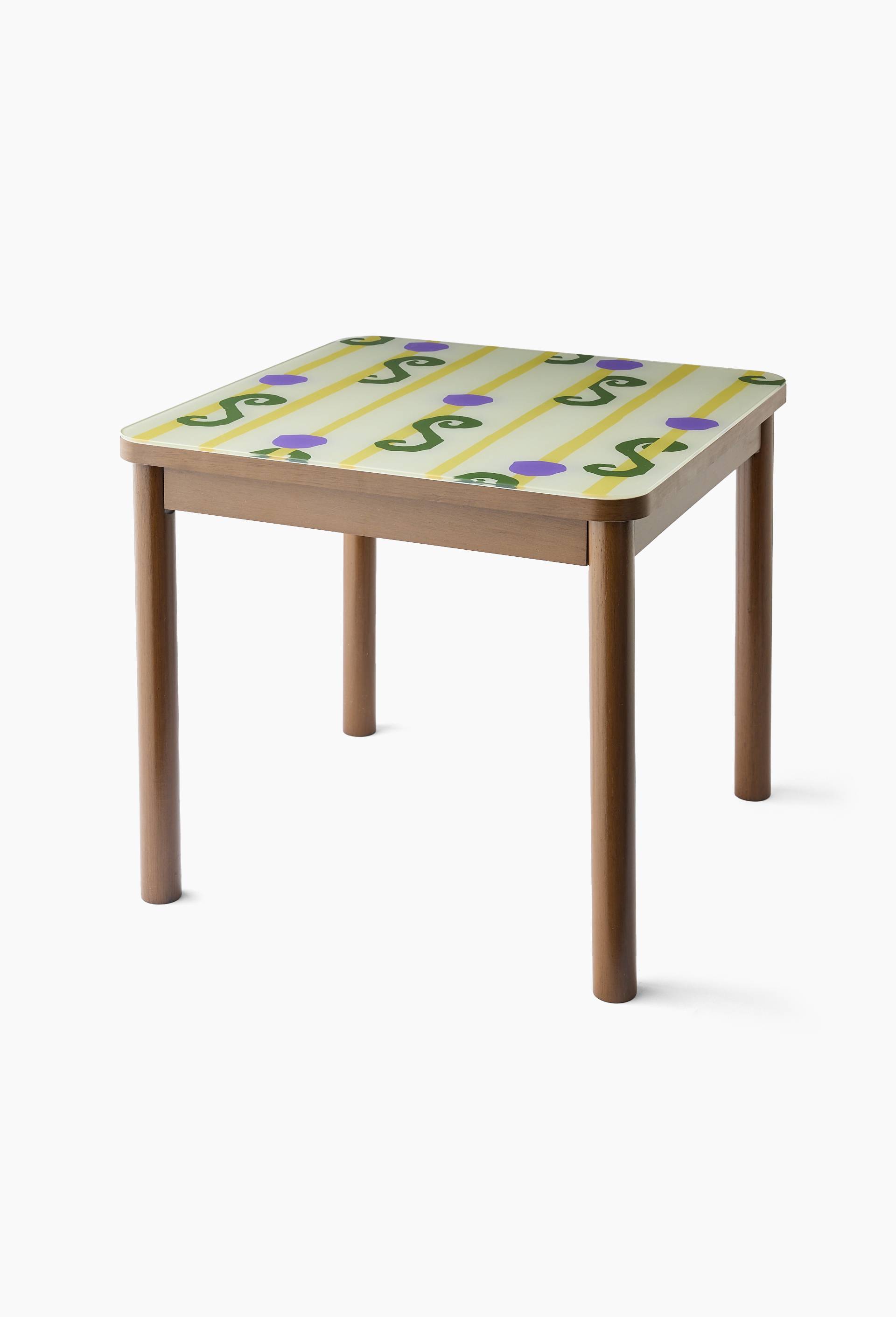 EXCLU WEB - Table, 52x46 cm, en bois et verre - LES CRAFTIES x MONOPRIX, Brun fonc&eacute;, large image number 0.0