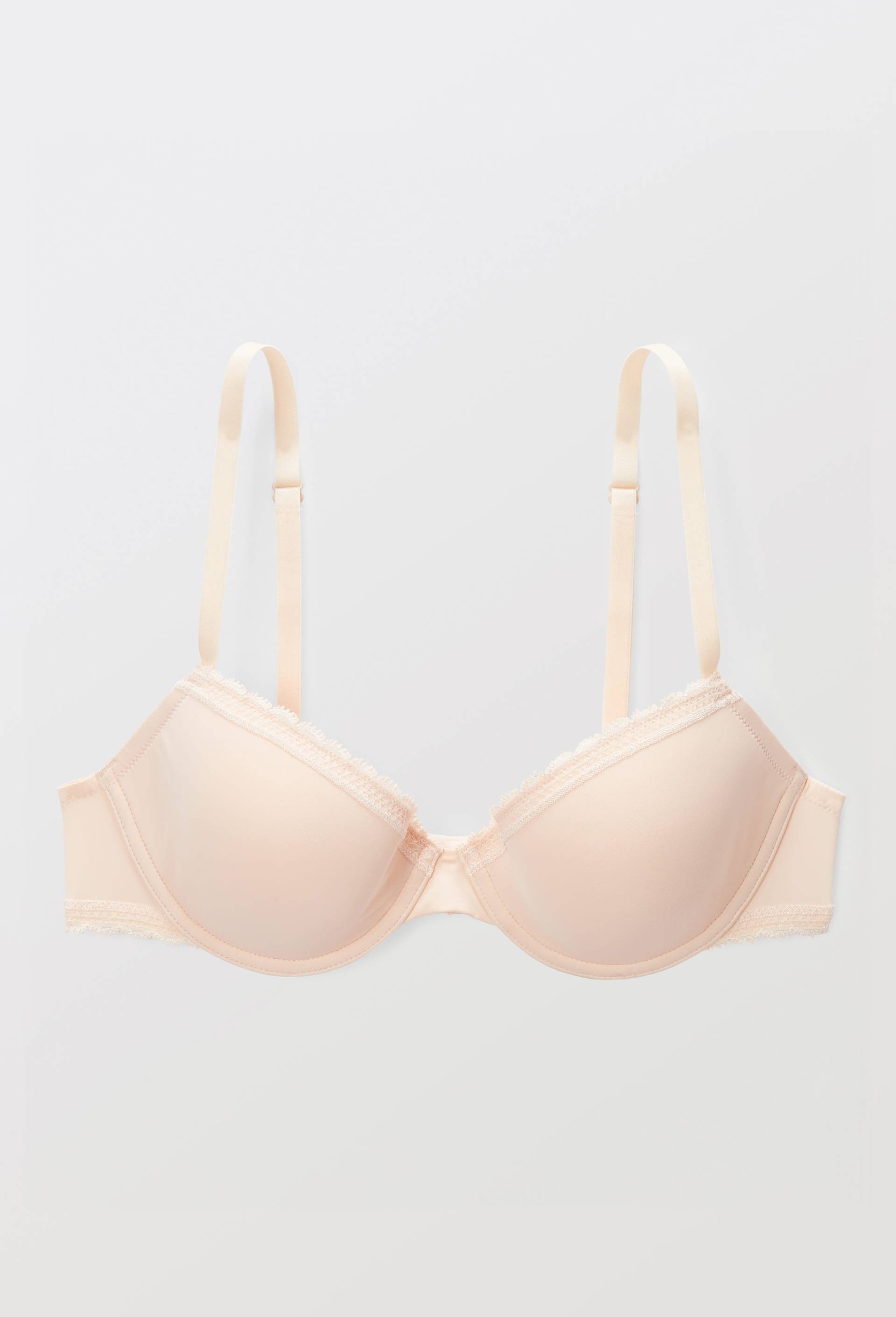 Soutien-gorge corbeille padd&eacute; ALMA en microfibre et dentelle, Rose clair, large image number 2