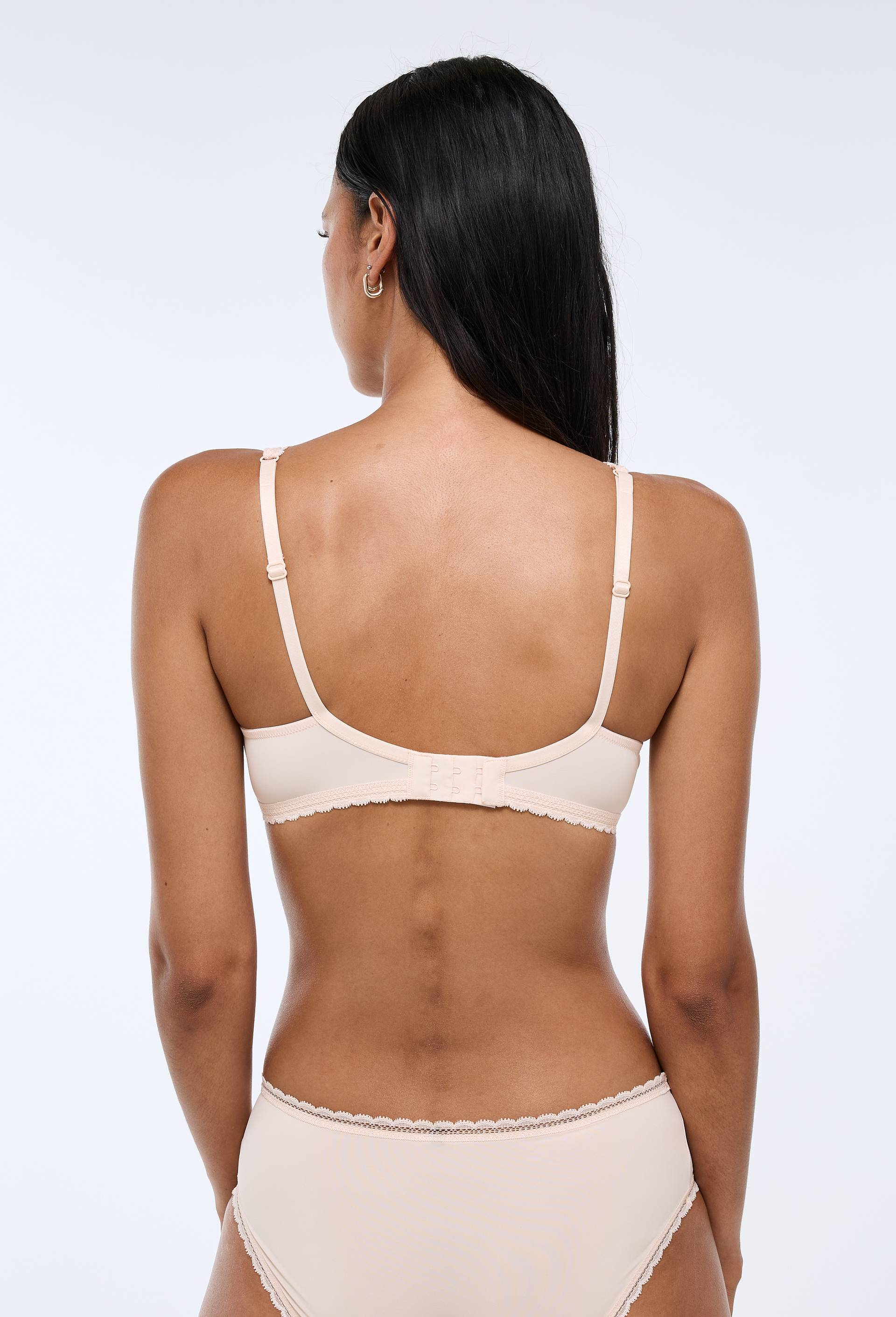 Soutien-gorge triangle foulard ALMA en microfibre et dentelle, Rose clair, large image number 1