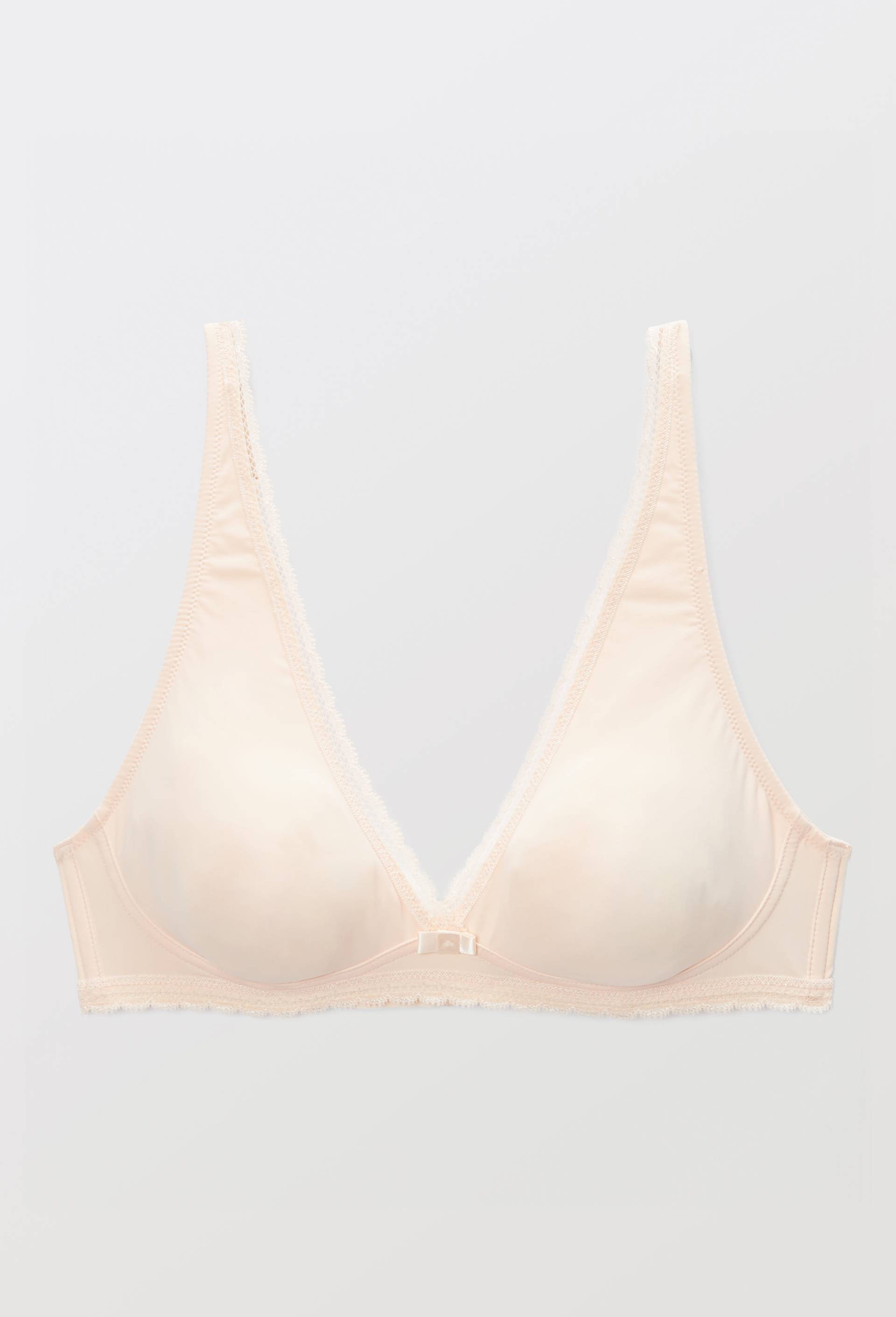 Soutien-gorge triangle foulard ALMA en microfibre et dentelle, Rose clair, large image number 2
