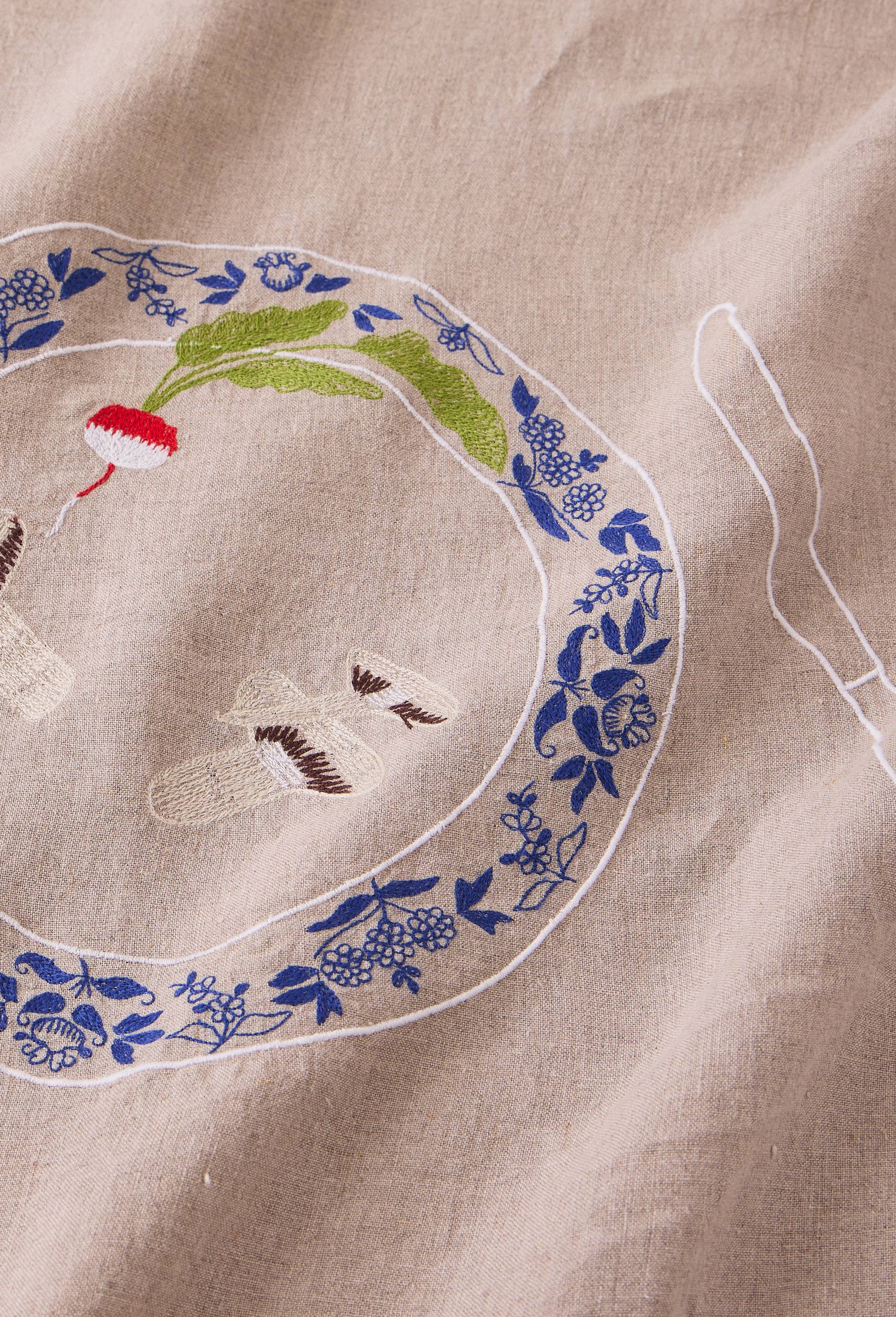 Nappe &eacute;crue brod&eacute;e en lin - SARAH ESPEUTE x MONOPRIX, Beige clair, large image number 2.0