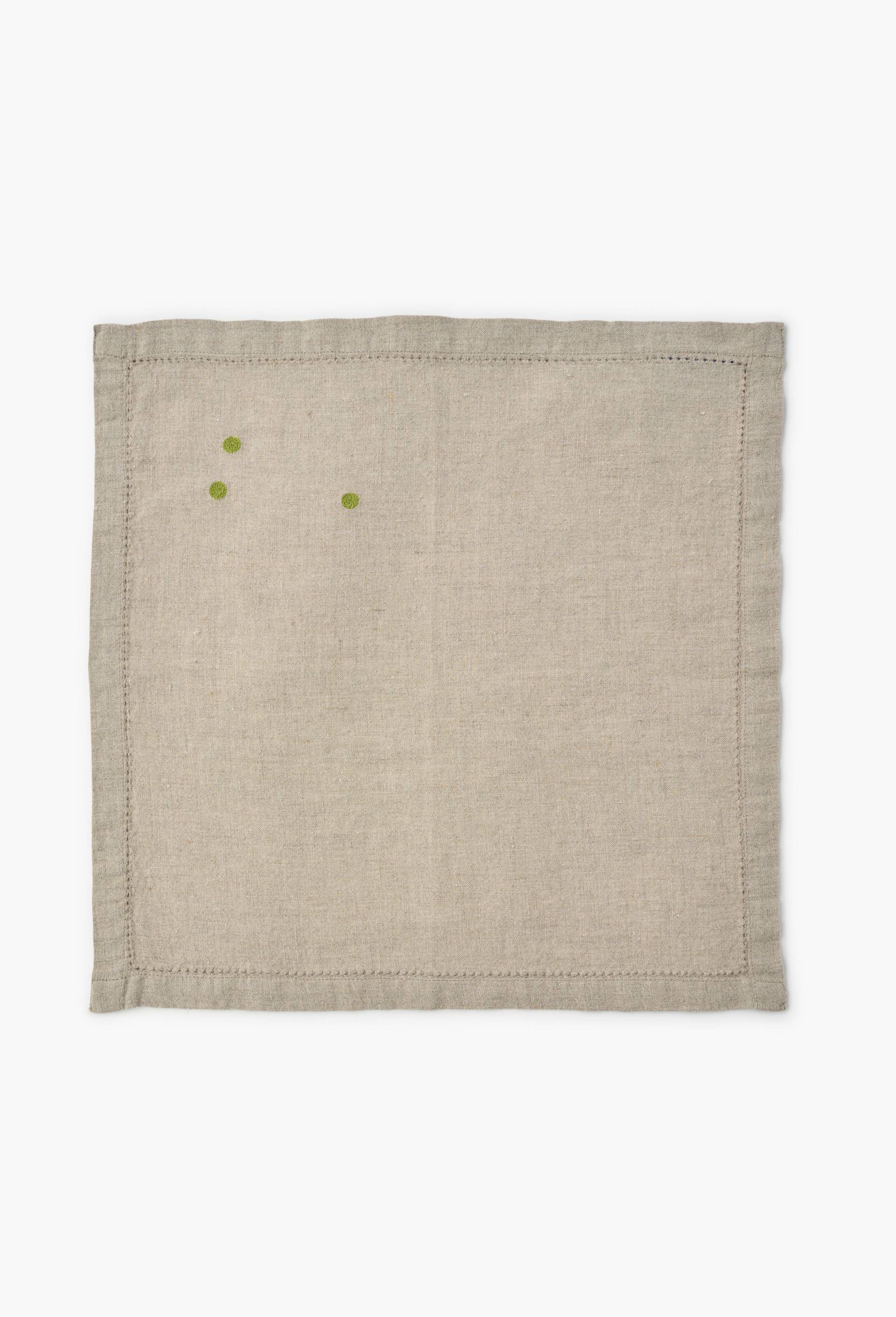 Lot de 2 serviettes &eacute;crues brod&eacute;es citron et pois en lin - SARAH ESPEUTE x MONOPRIX, Beige clair, large image number 2.0