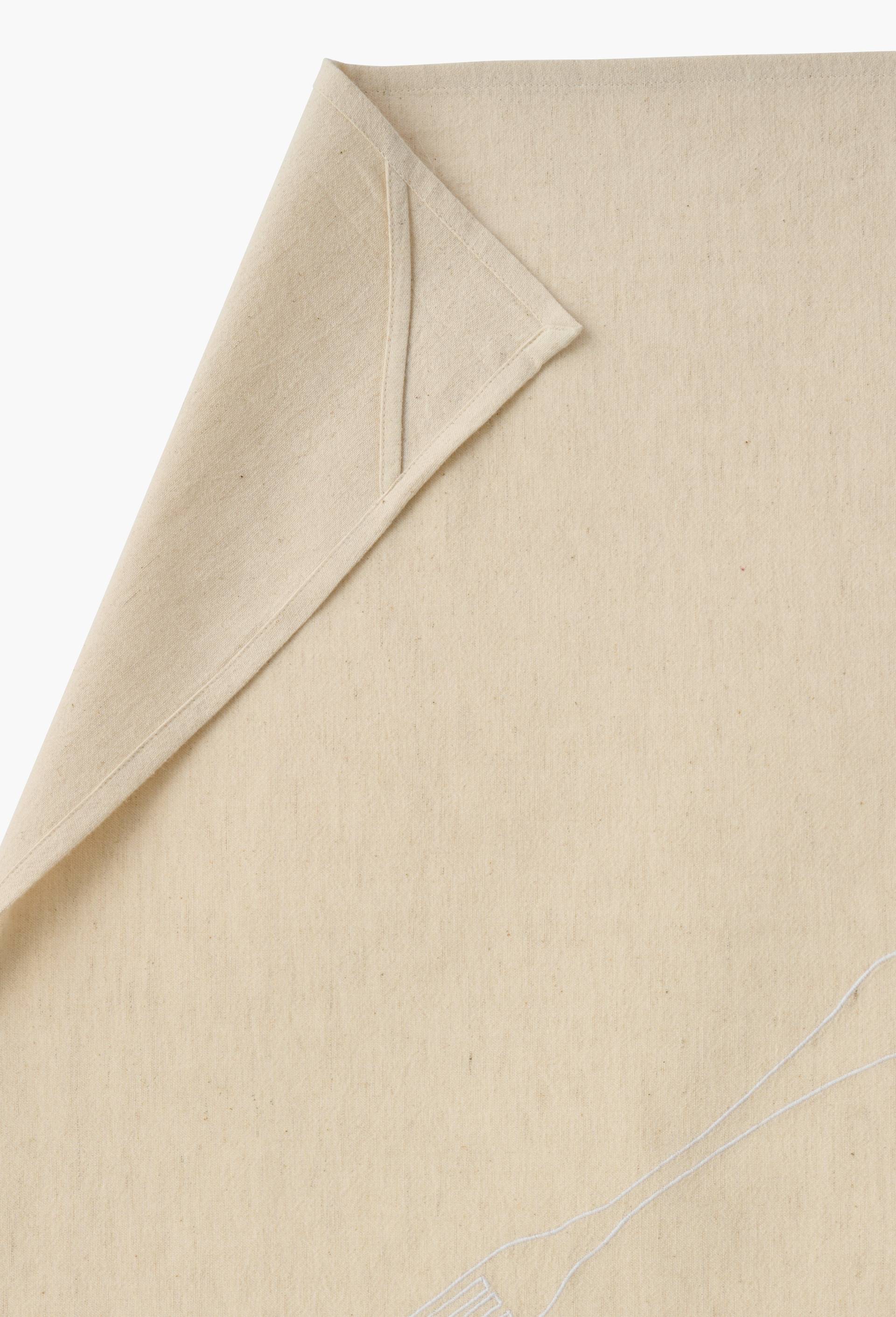 Torchon brod&eacute; radis contenant du lin - SARAH ESPEUTE x MONOPRIX, Beige clair, large image number 2.0