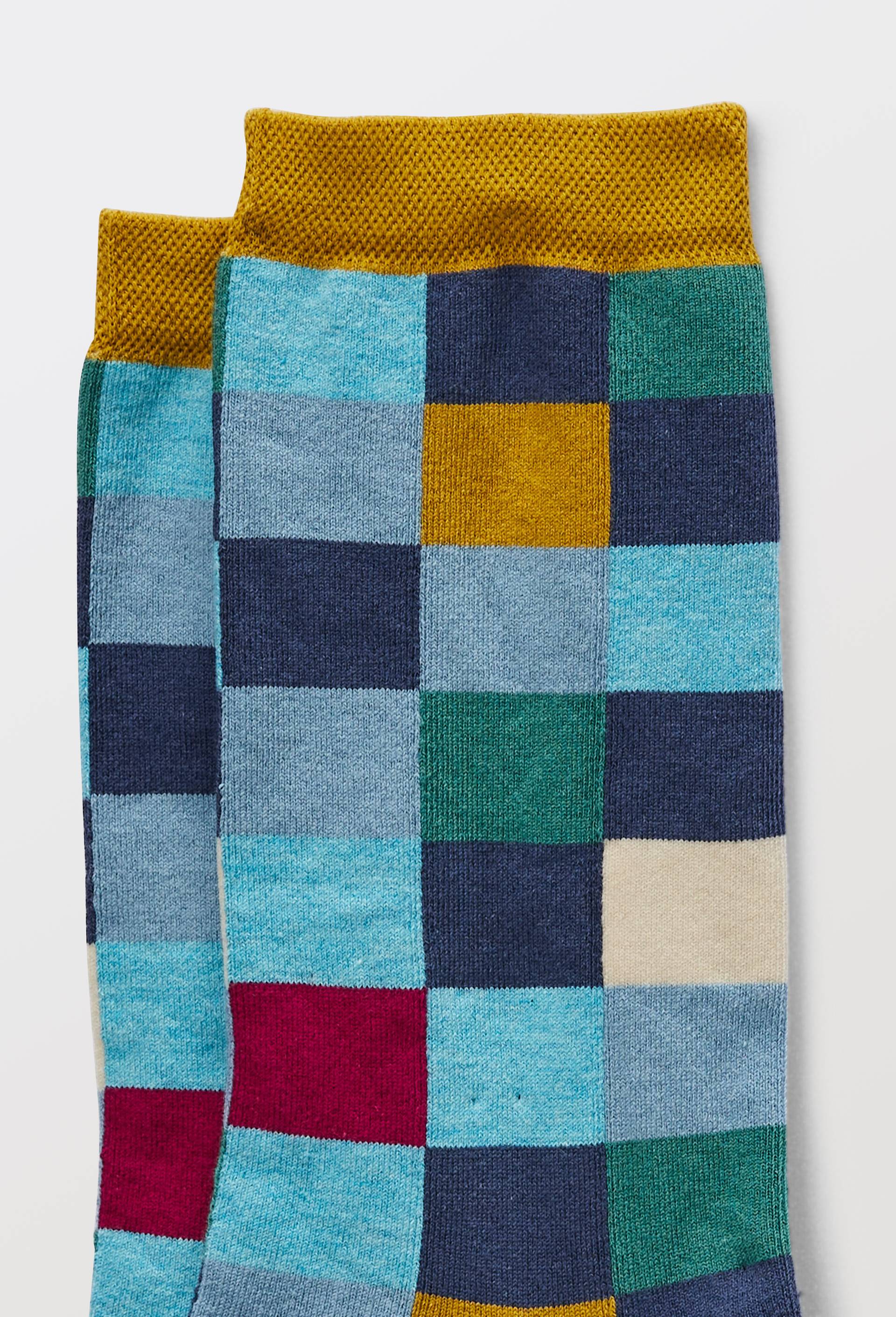 La paire de chaussette &eacute;chiquier en coton, DOR&Eacute; DOR&Eacute;, Bleu fonc&eacute;, large image number 1
