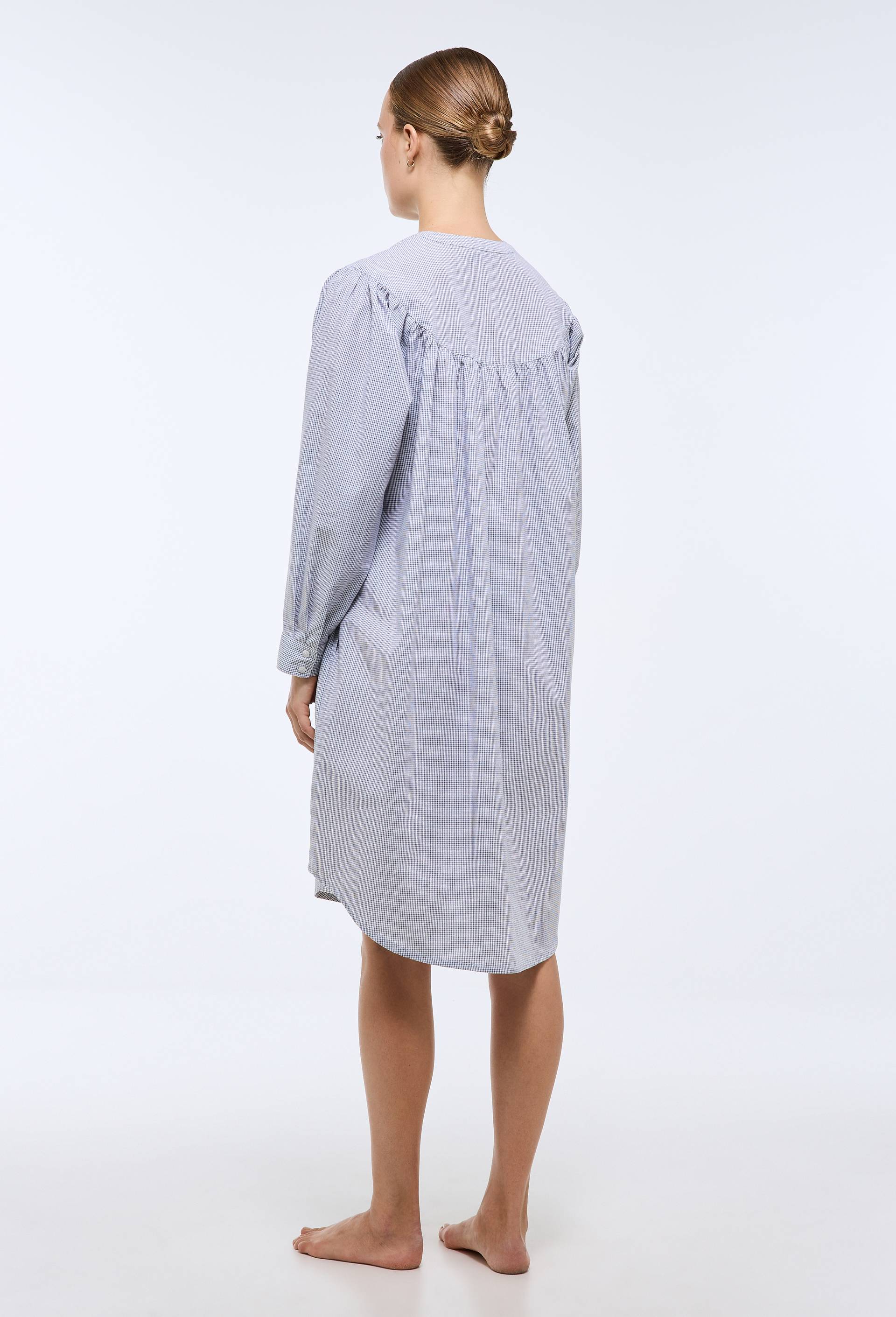 Chemise de nuit &agrave; carreaux en coton BIO GOTS, Bleu fonc&eacute;, large image number 1