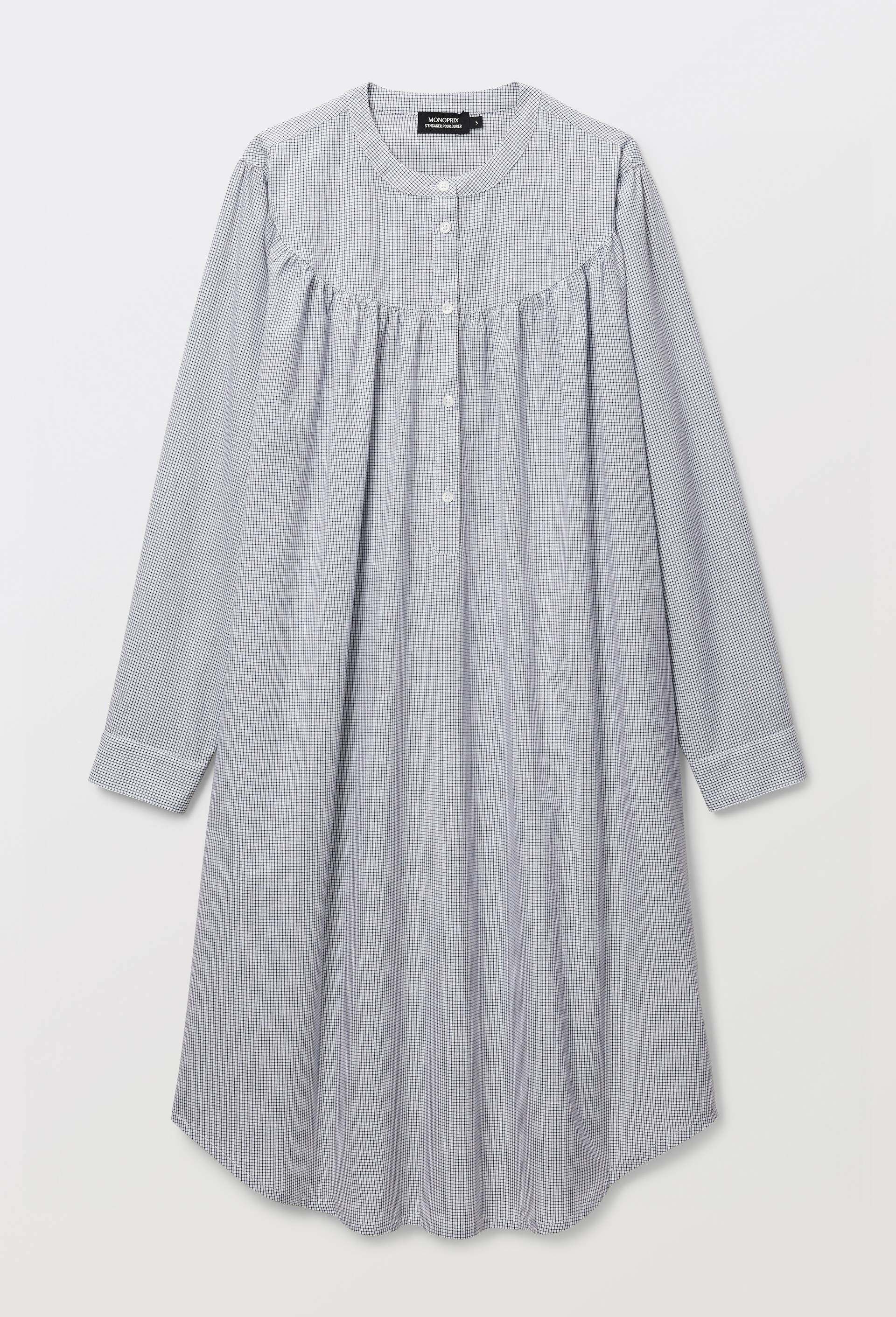 Chemise de nuit &agrave; carreaux en coton BIO GOTS, Bleu fonc&eacute;, large image number 2