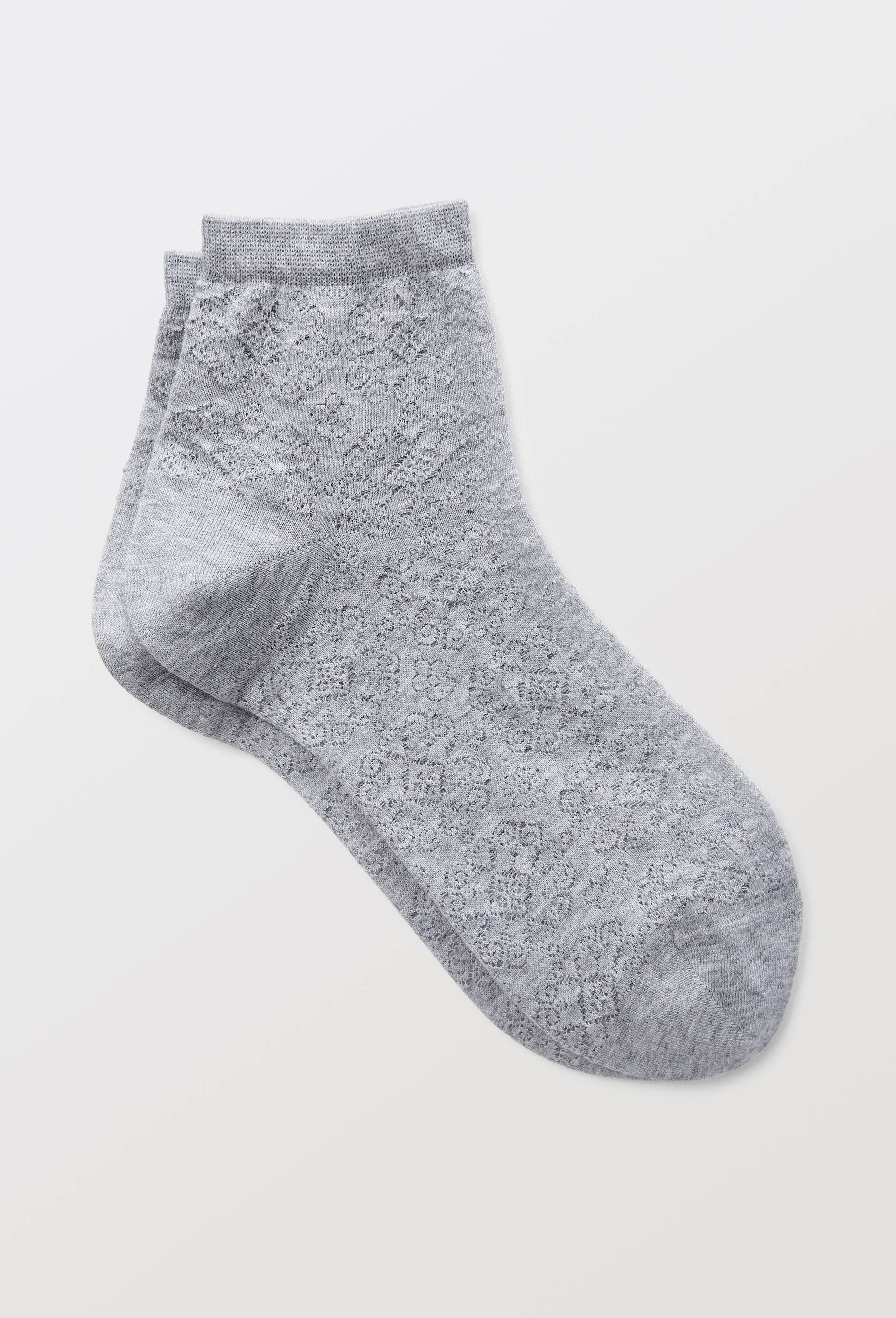 La paire de socquettes ajour&eacute;es en coton, DOR&Eacute; DOR&Eacute;, Gris, swatch image