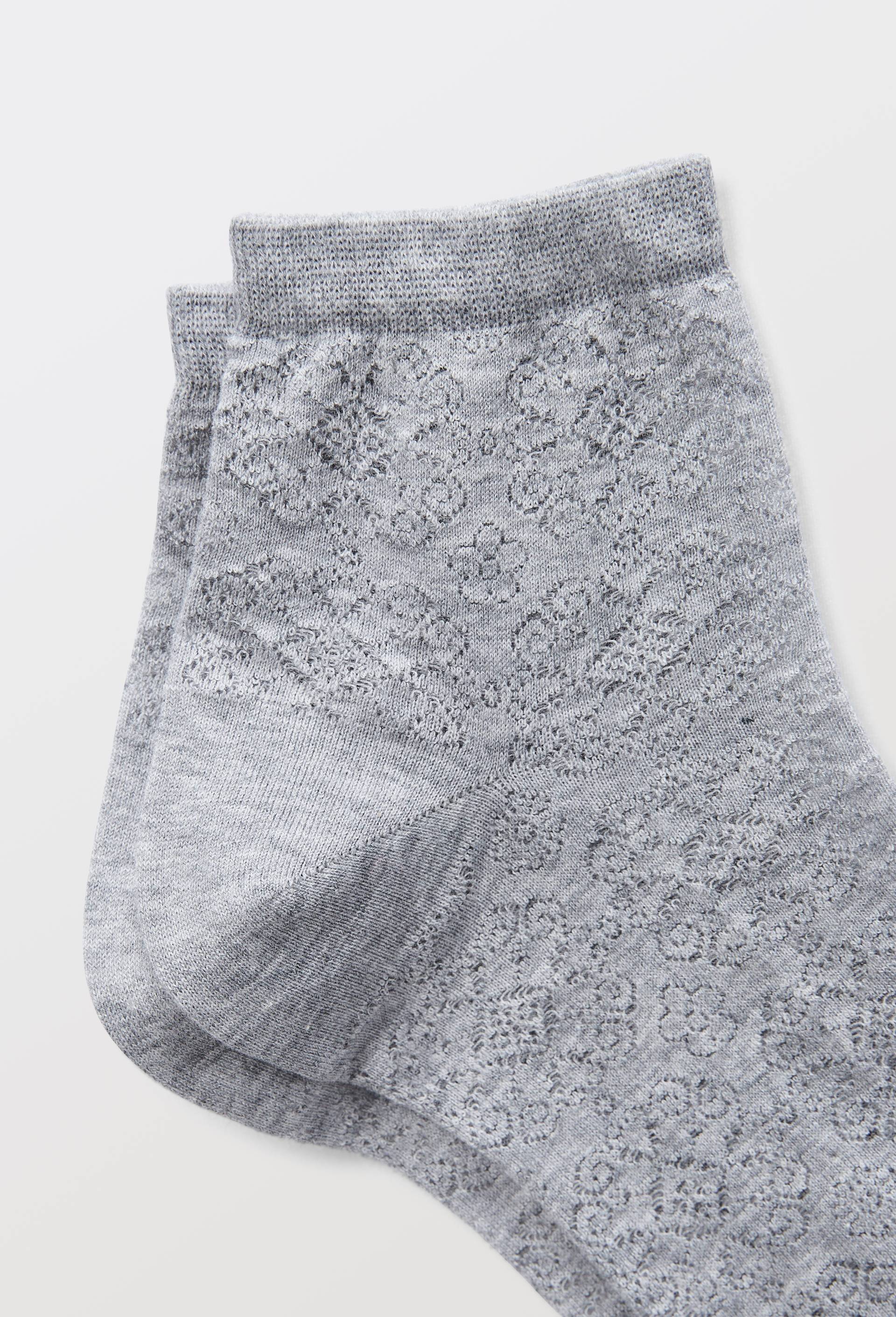 La paire de socquettes ajour&eacute;es en coton, DOR&Eacute; DOR&Eacute;, Gris, large image number 1.0