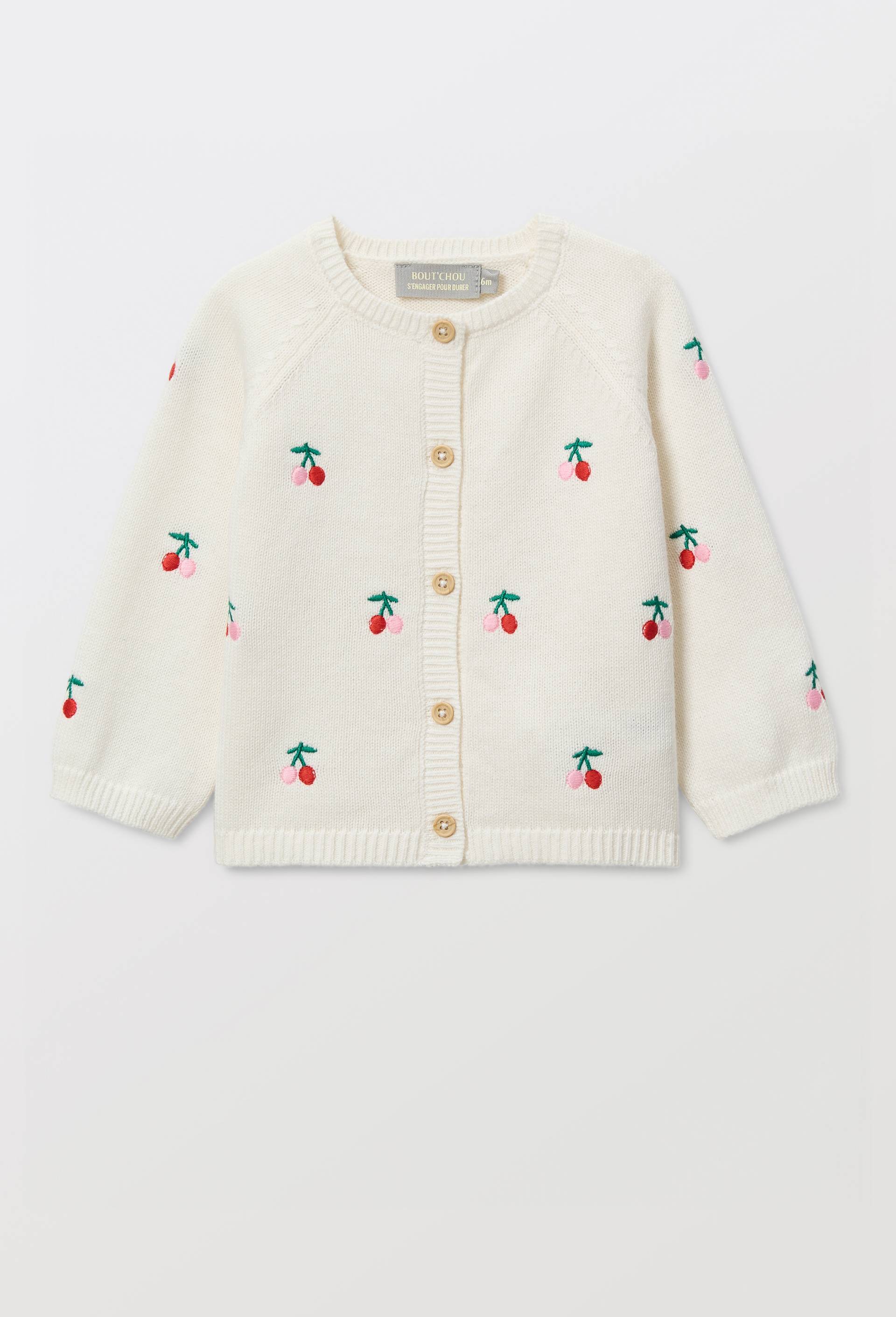 Cardigan brod&eacute; contenant de la laine, Ecru, large image number 0
