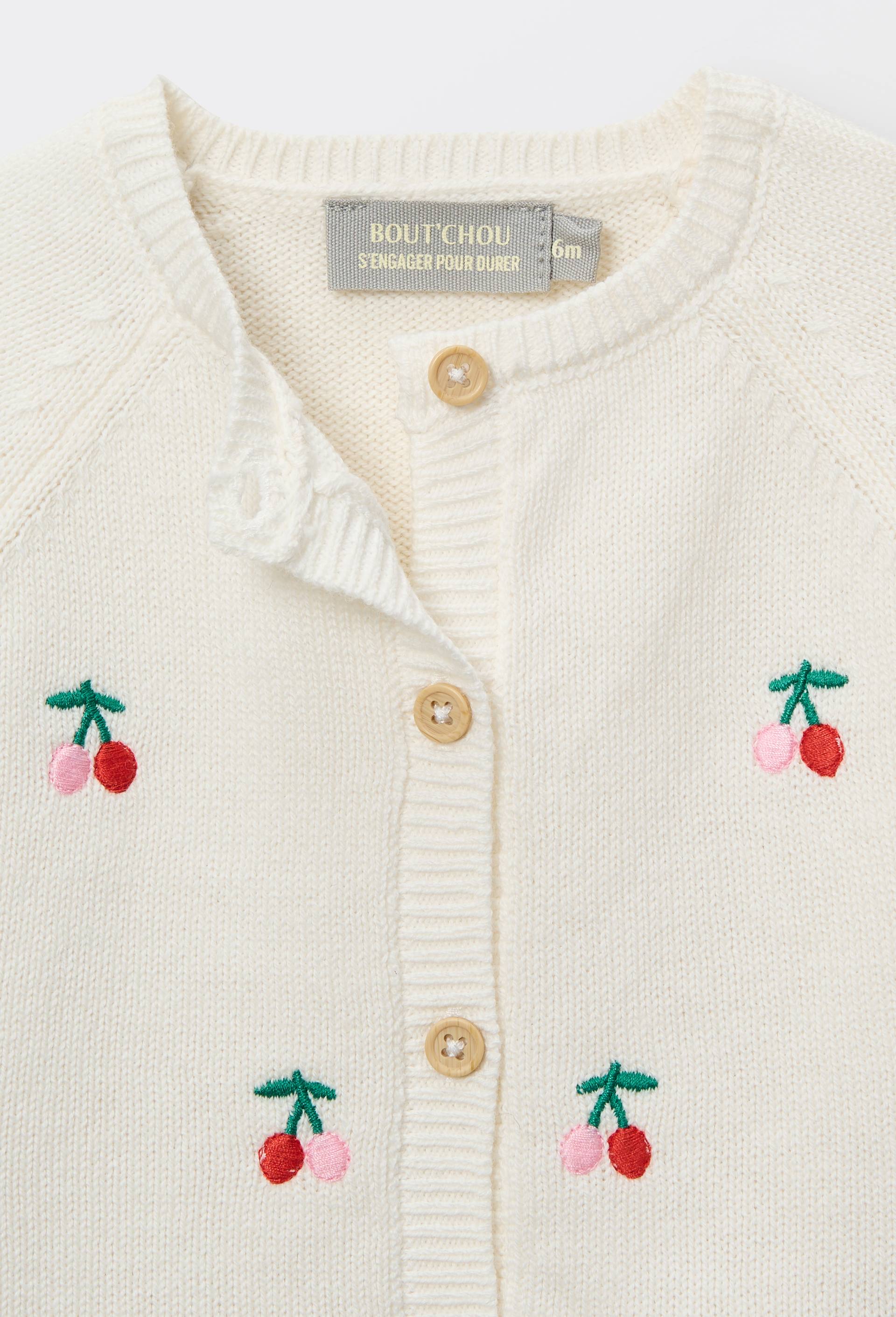 Cardigan brod&eacute; contenant de la laine, Ecru, large image number 2