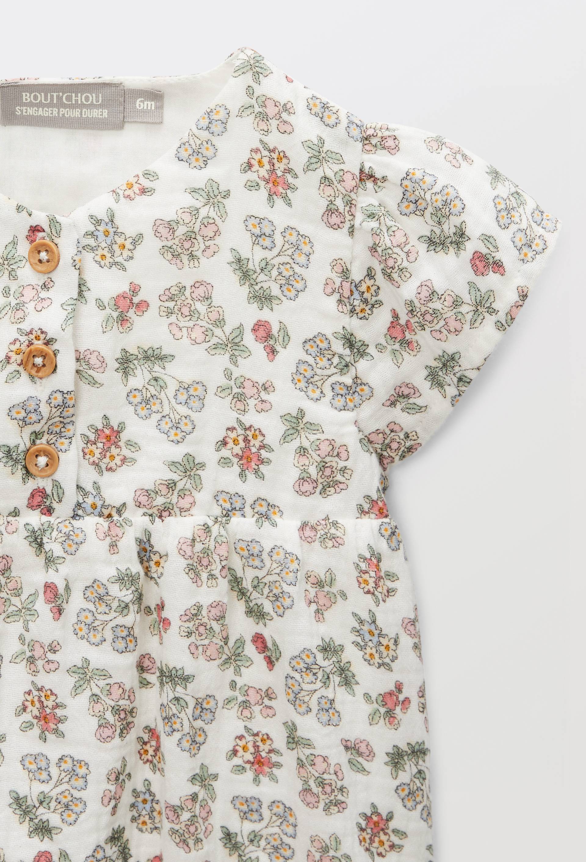 Barboteuse imprim&eacute;e en gaze de coton, Ecru, large image number 2.0