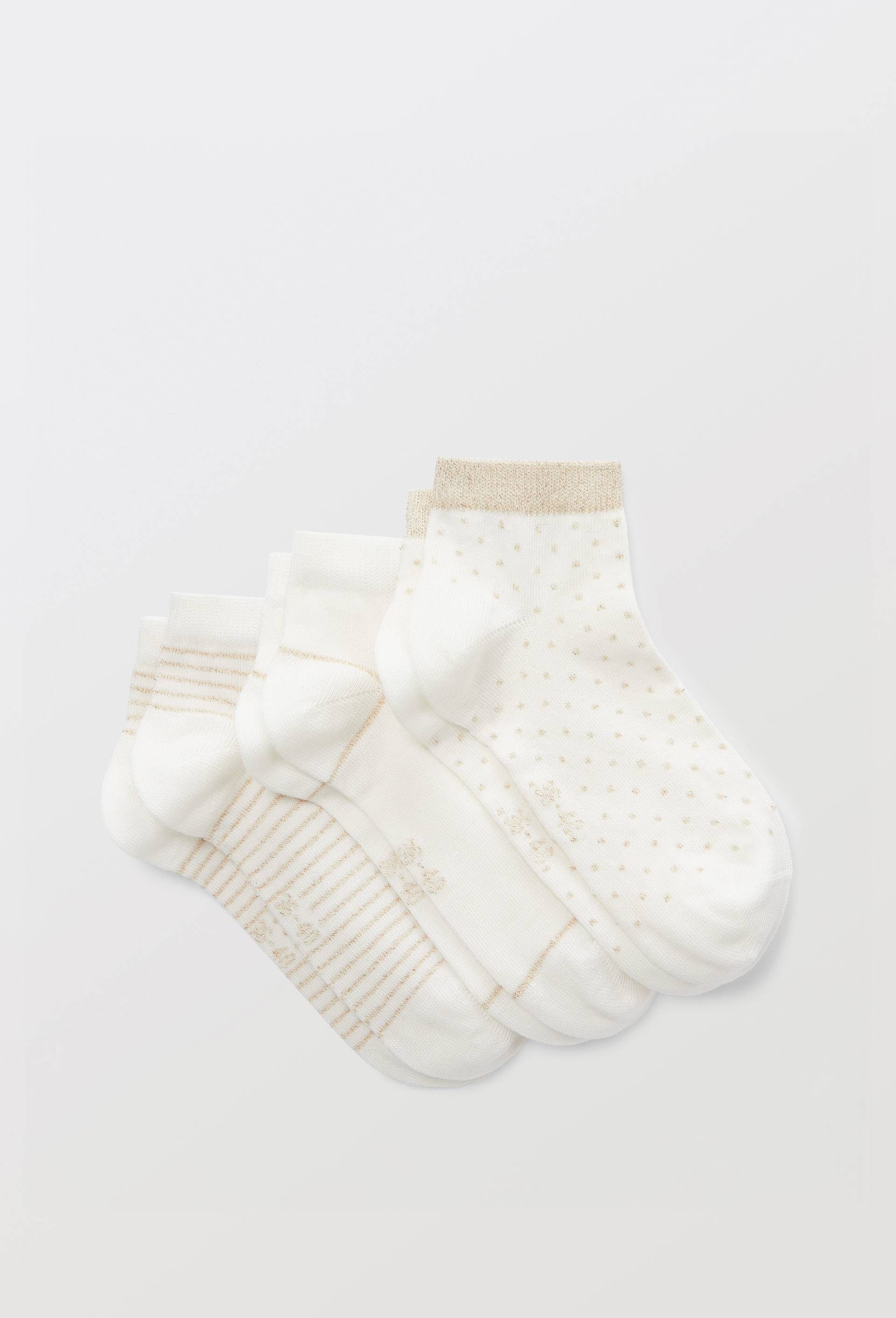 Lot de 3 paires de chaussettes &agrave; motifs contenant du coton BIO, Ecru, large image number 0