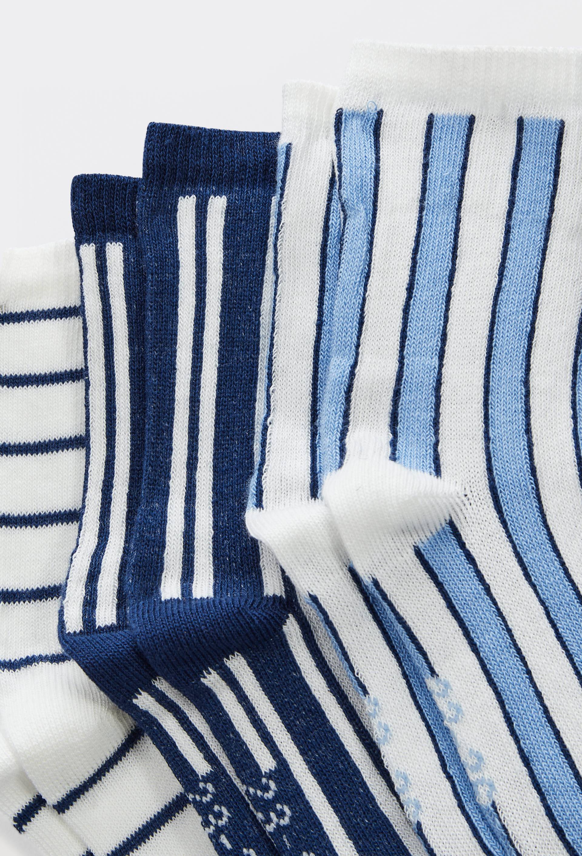 Lot de 3 paires de socquettes imprim&eacute;es en coton BIO, Ecru, large image number 1.0