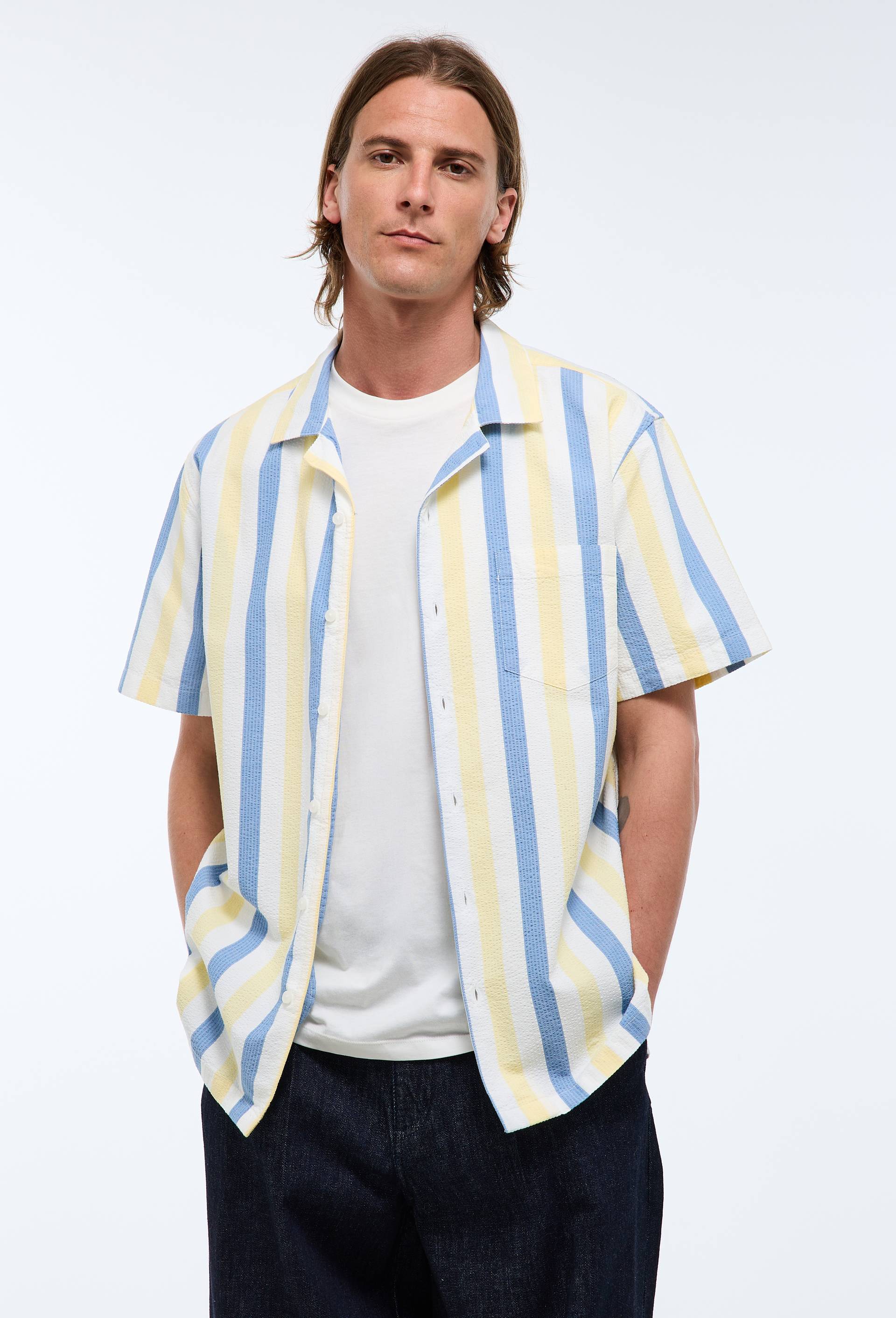 Chemise manches courtes en coton BIO GOTS, Jaune clair, large image number 0
