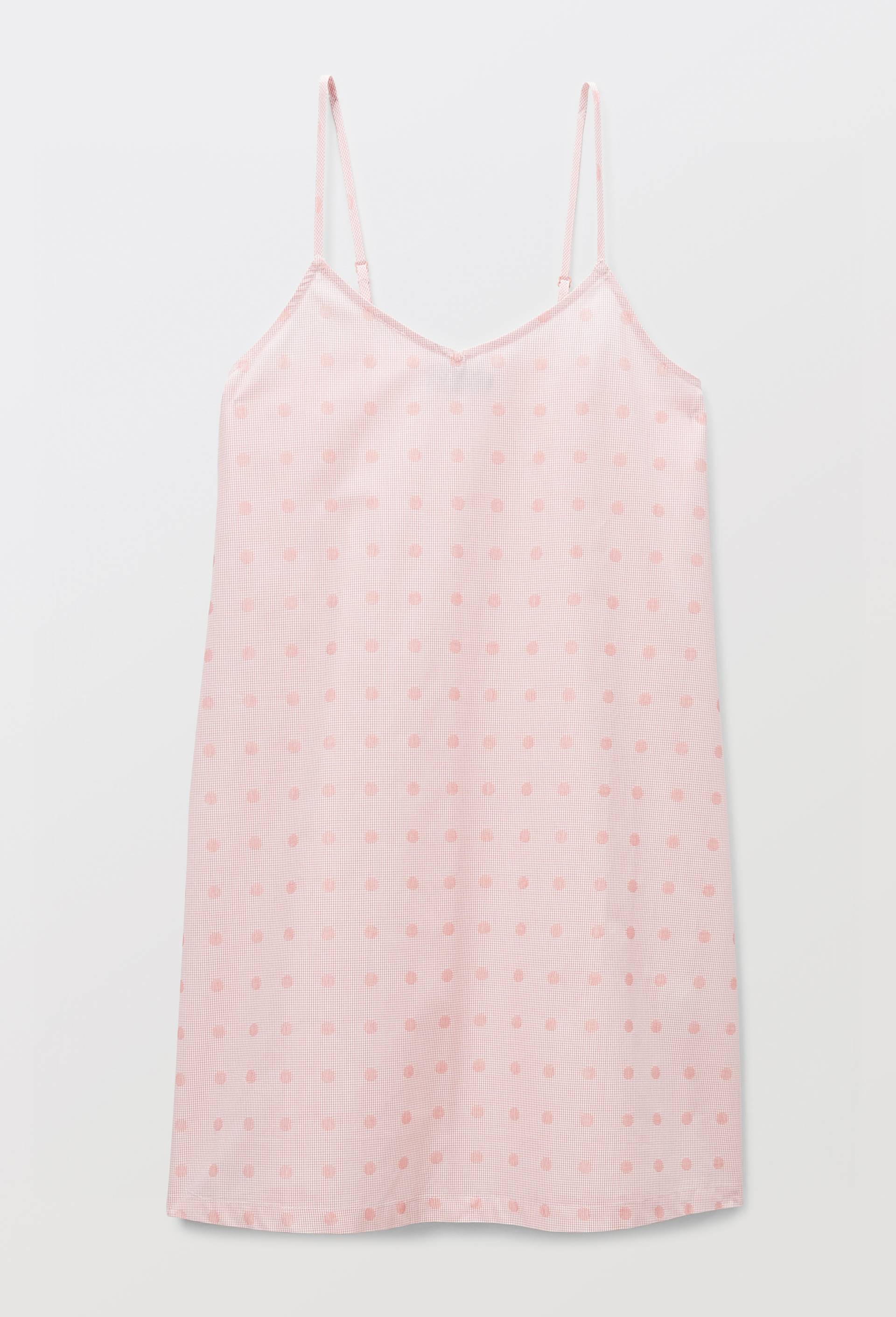 Chemise de nuit vichy  &agrave; fines bretelles en coton, Blanc, large image number 2.0