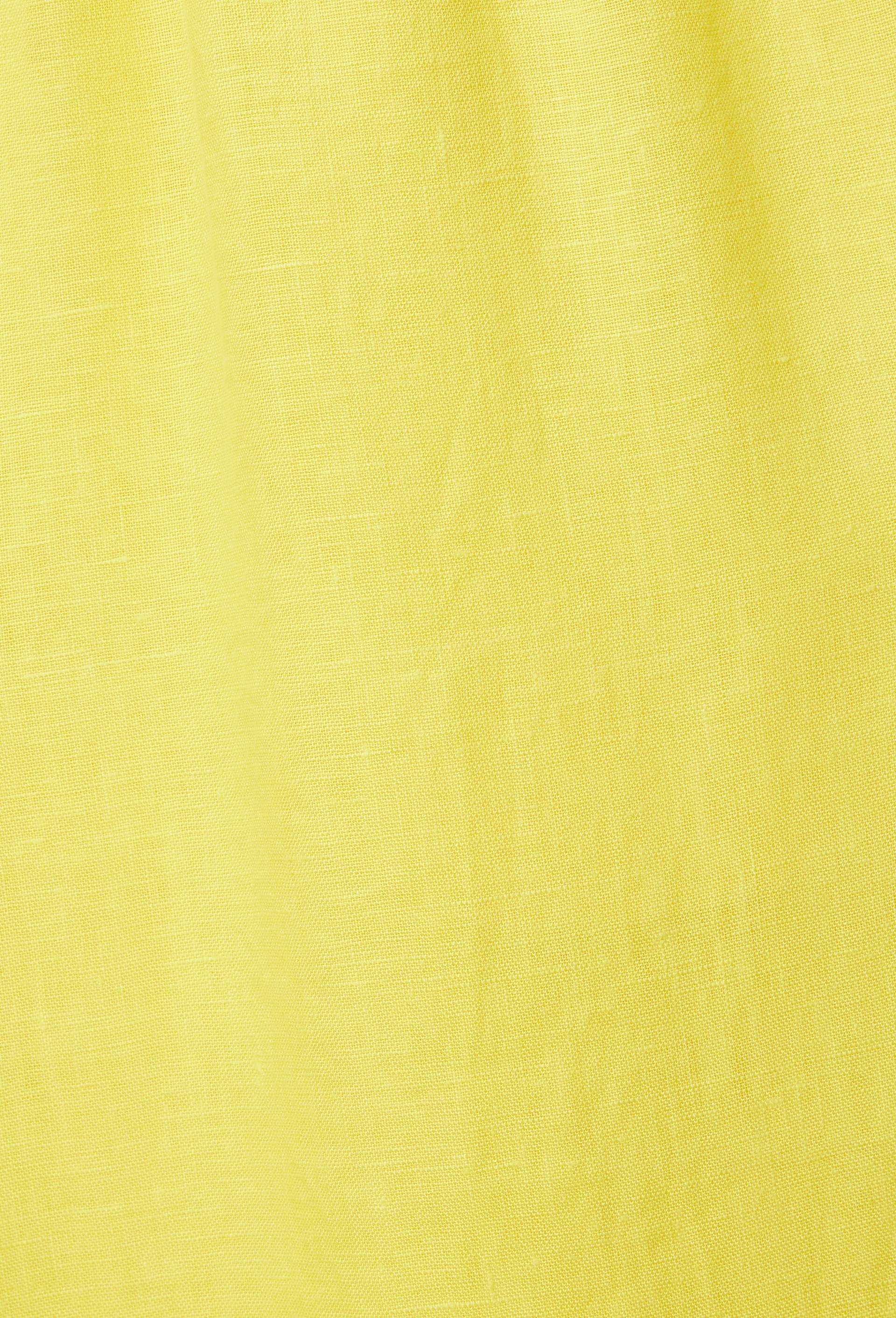 Pantalon large &agrave; taille &eacute;lastiqu&eacute;e en lin, Jaune, large image number 5