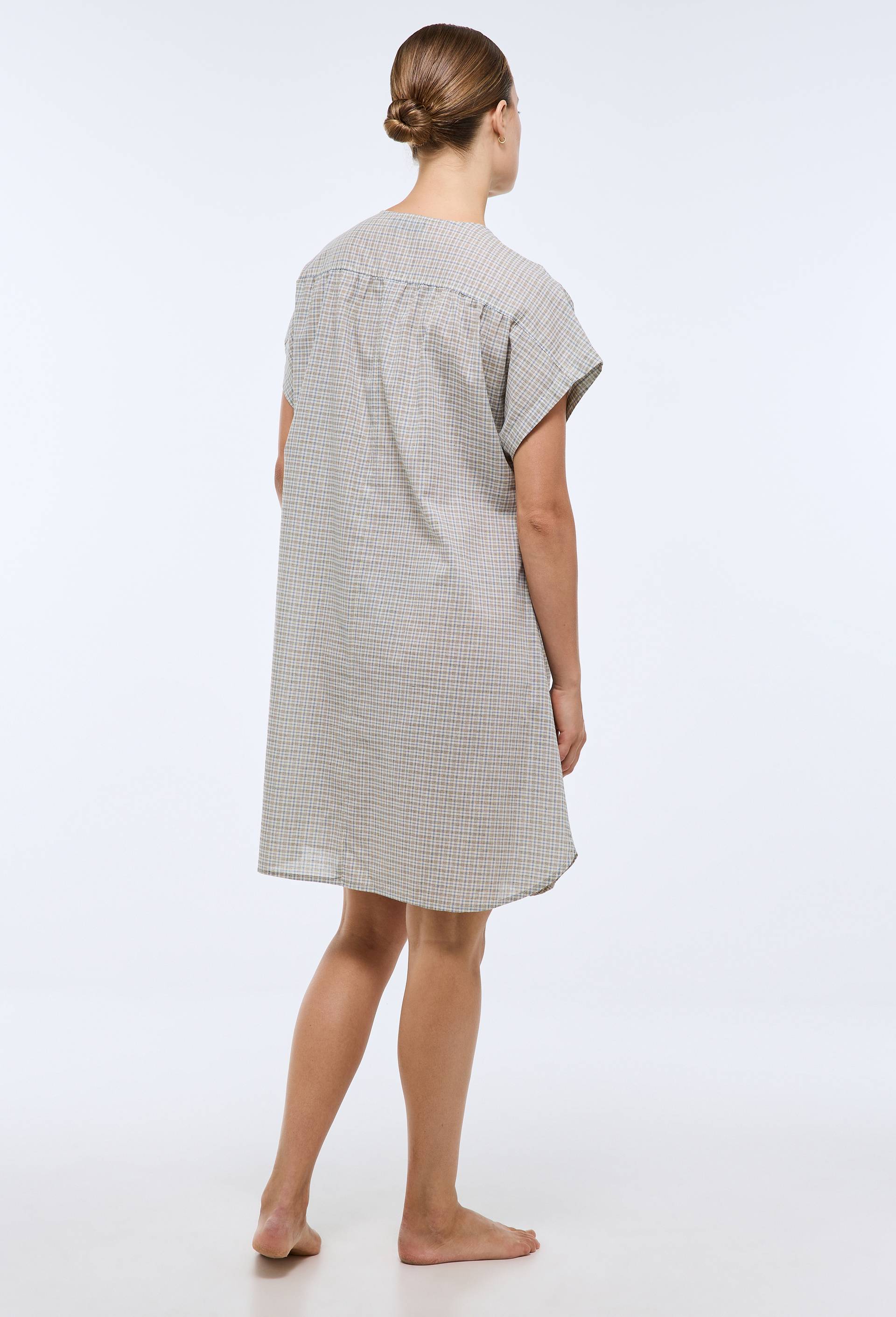 Chemise de nuit &agrave; carreaux en coton, Bleu, large image number 1.0