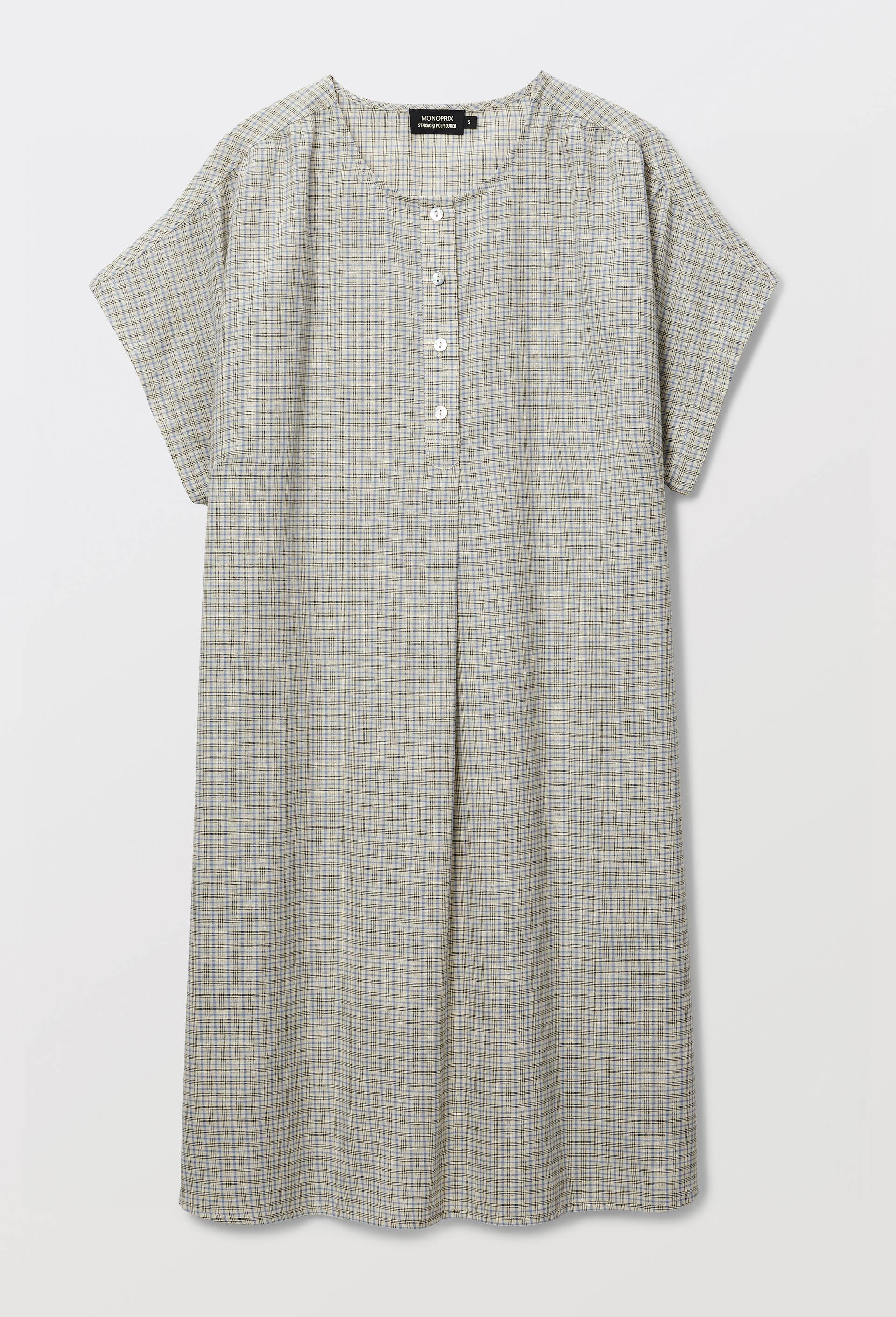 Chemise de nuit &agrave; carreaux en coton, Bleu, large image number 2.0