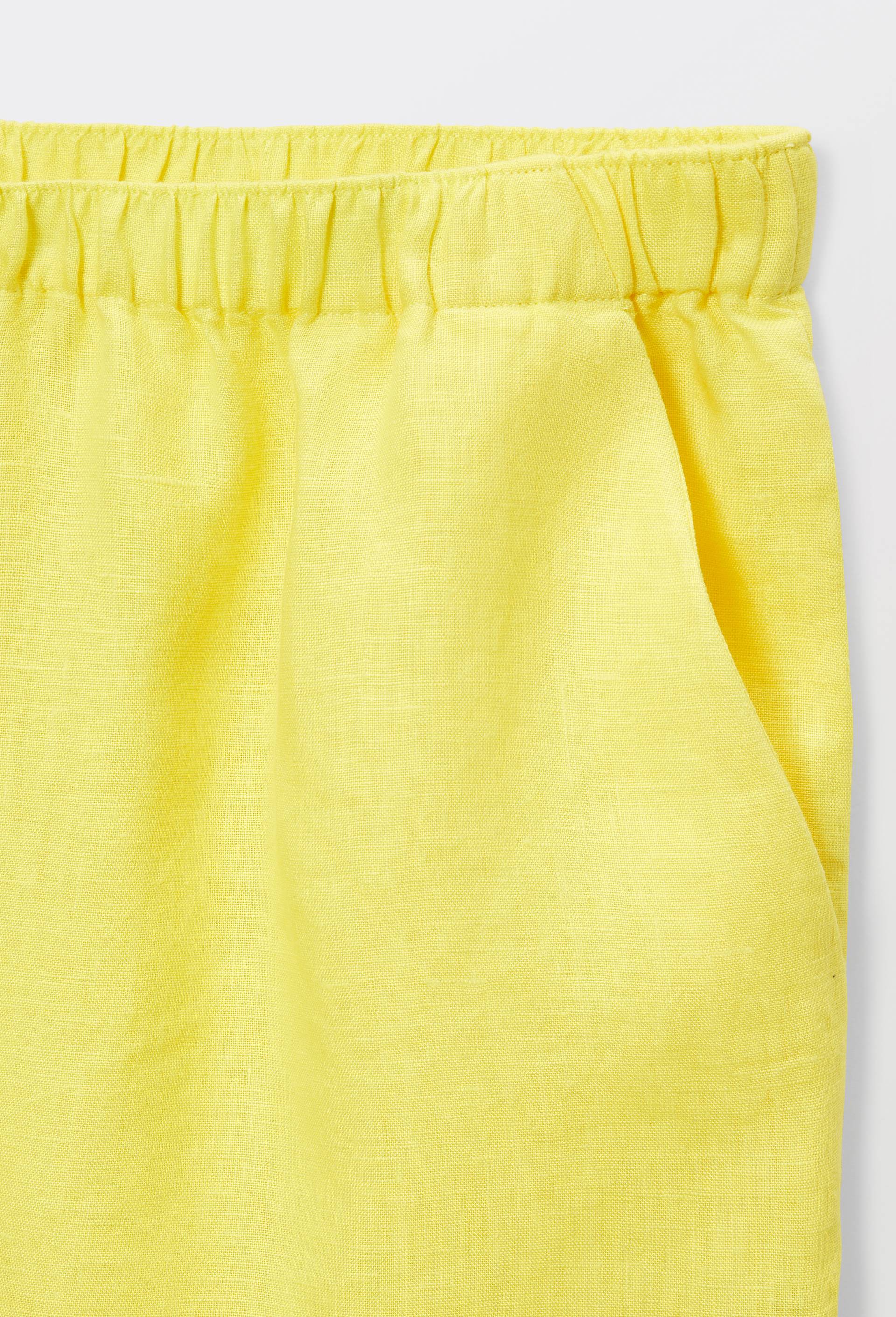 Short en lin, Jaune, large image number 3