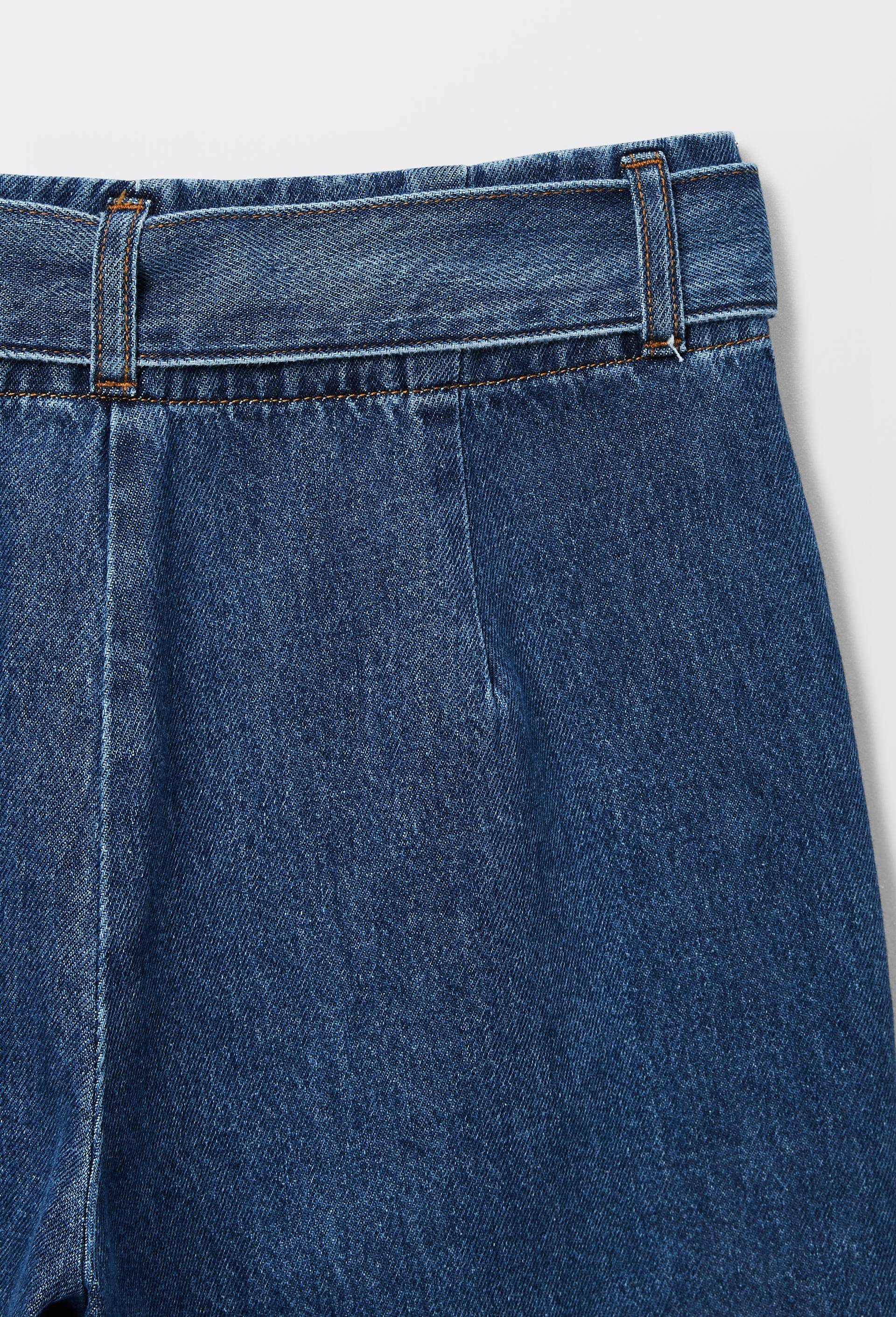 Bermuda ceintur&eacute; en denim, Bleu fonc&eacute;, large image number 5