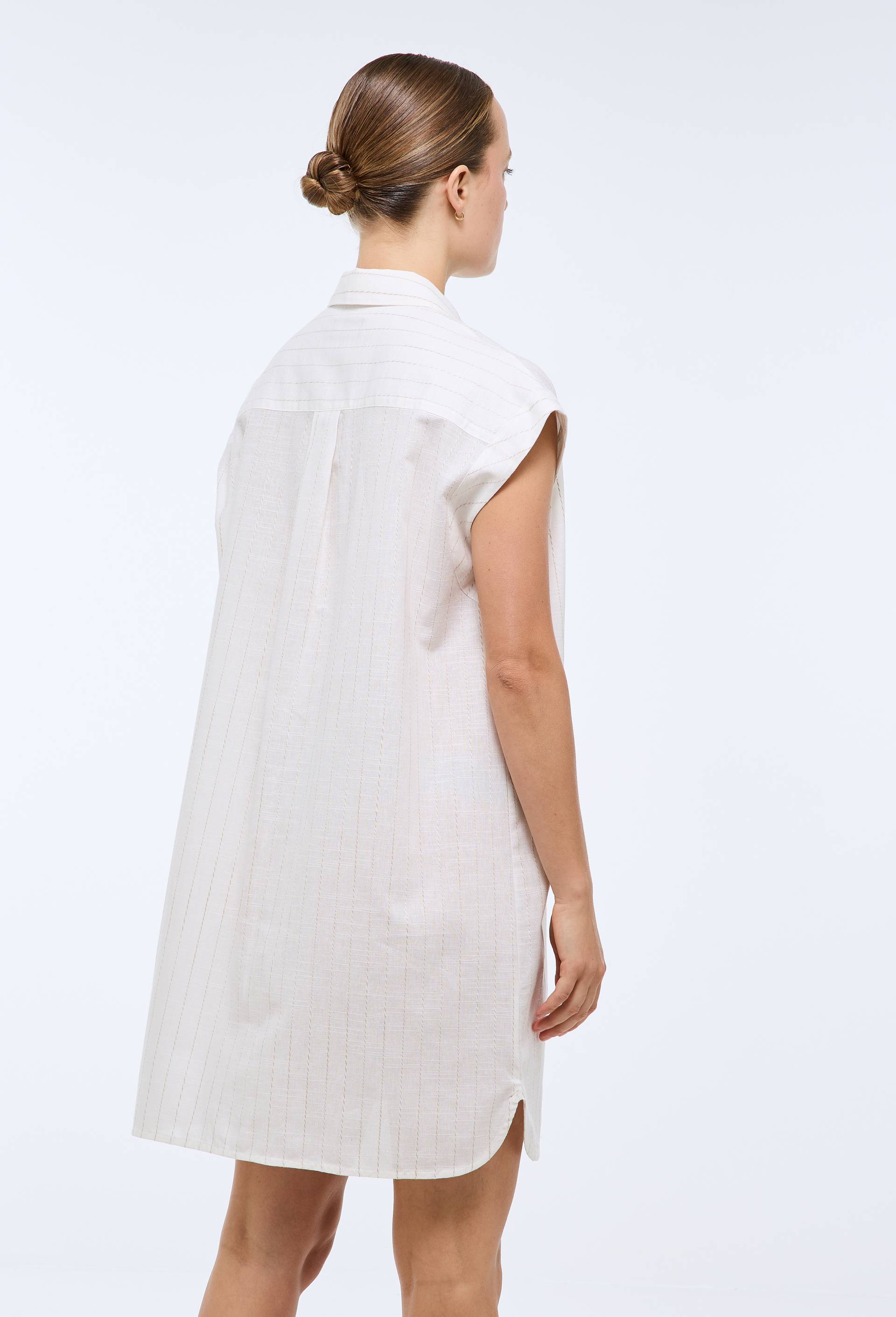 Chemise de nuit ray&eacute;e en coton, Ecru, large image number 1