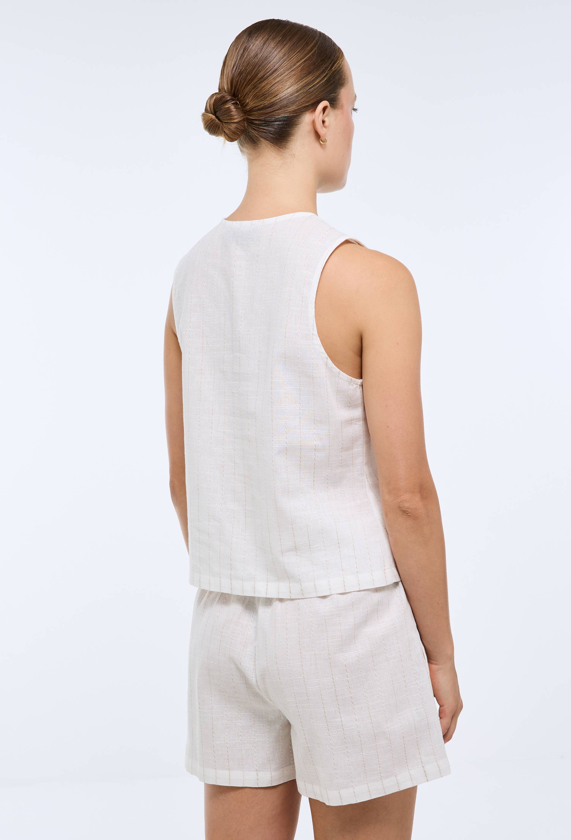 Pyjashort sans manches en coton, Ecru, large image number 1.0