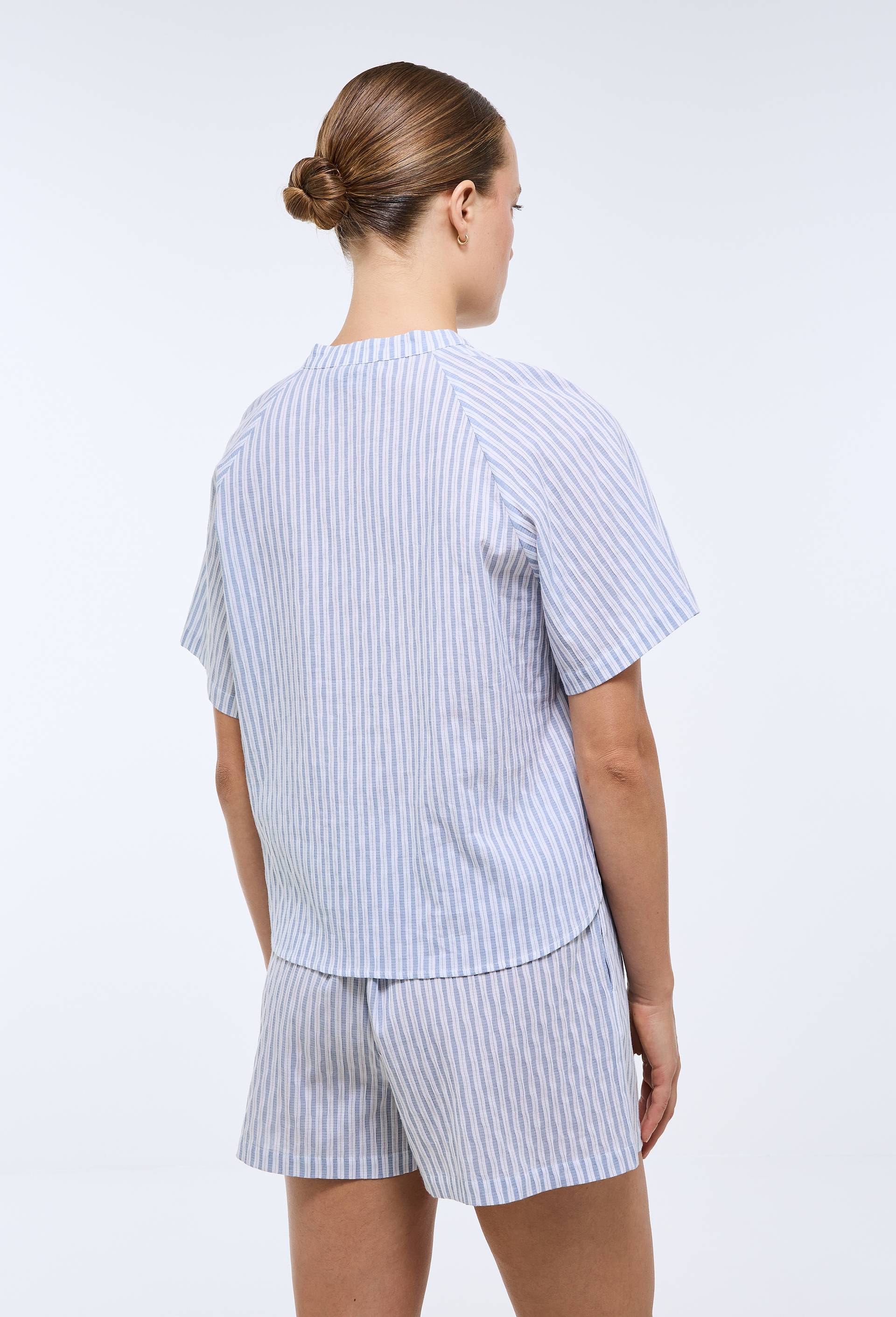 Pyjashort ray&eacute; en coton, Bleu, large image number 1.0