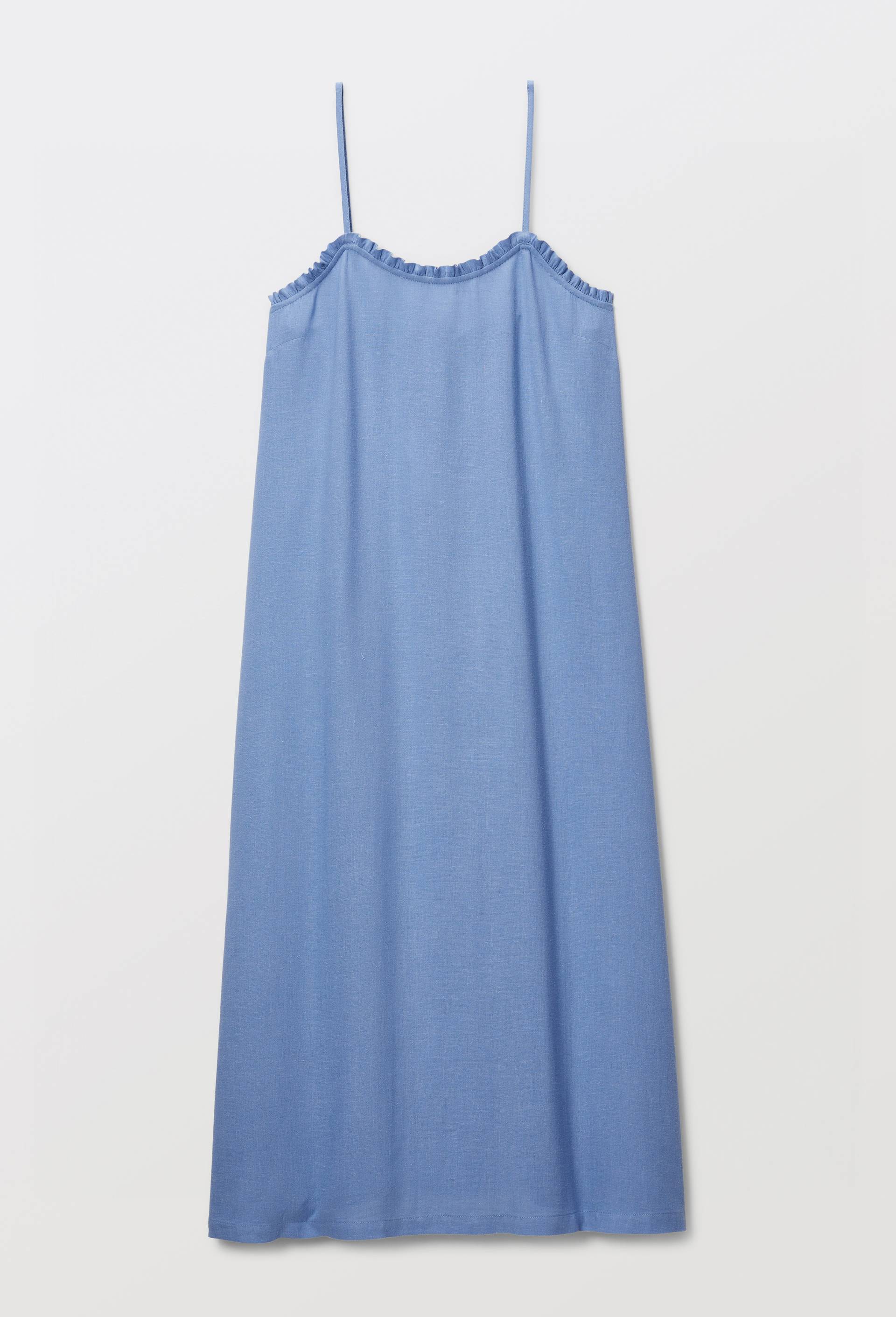Chemise de nuit en viscose et lin, Bleu, large image number 2.0