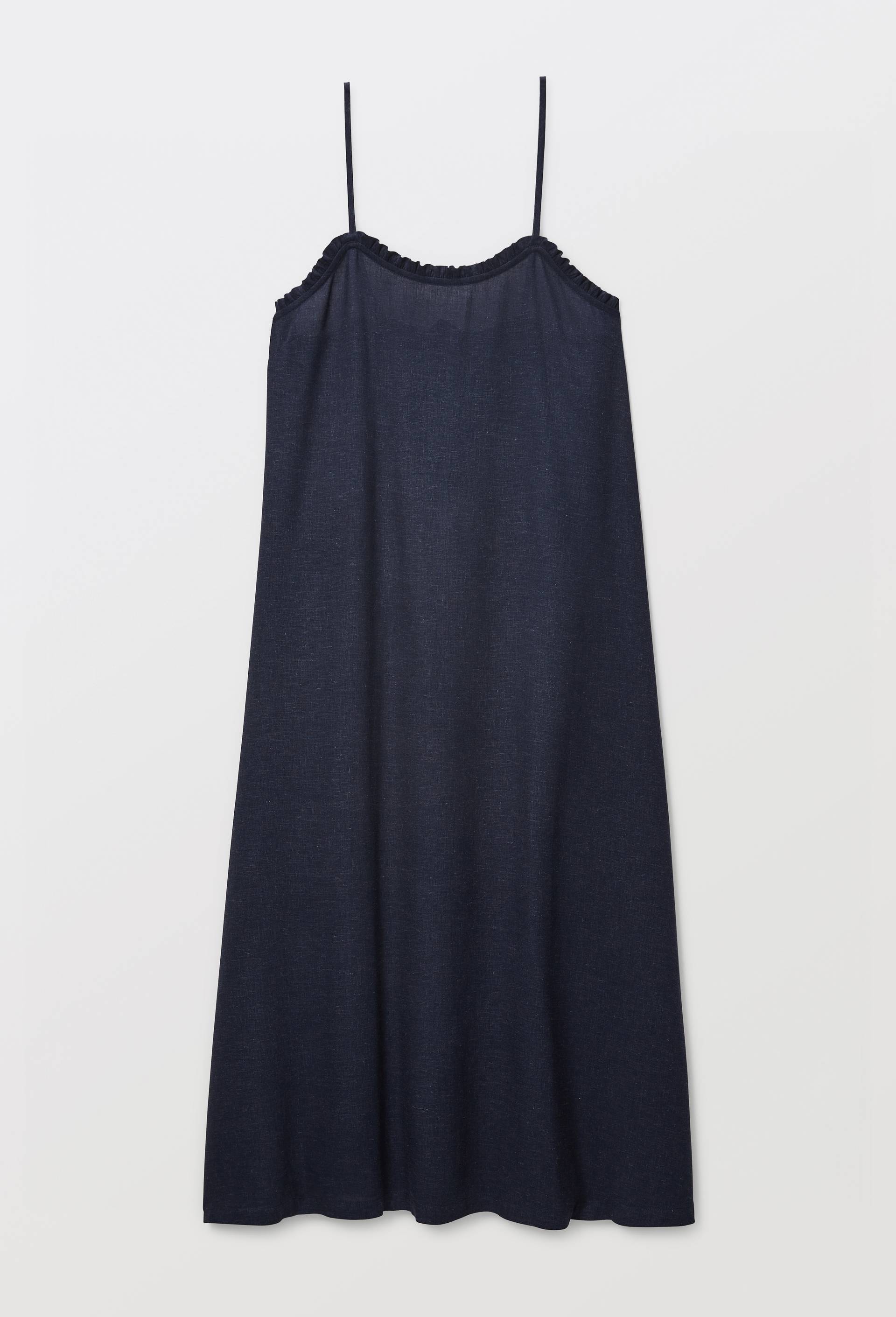 Chemise de nuit en viscose et lin, Bleu fonc&eacute;, large image number 2.0