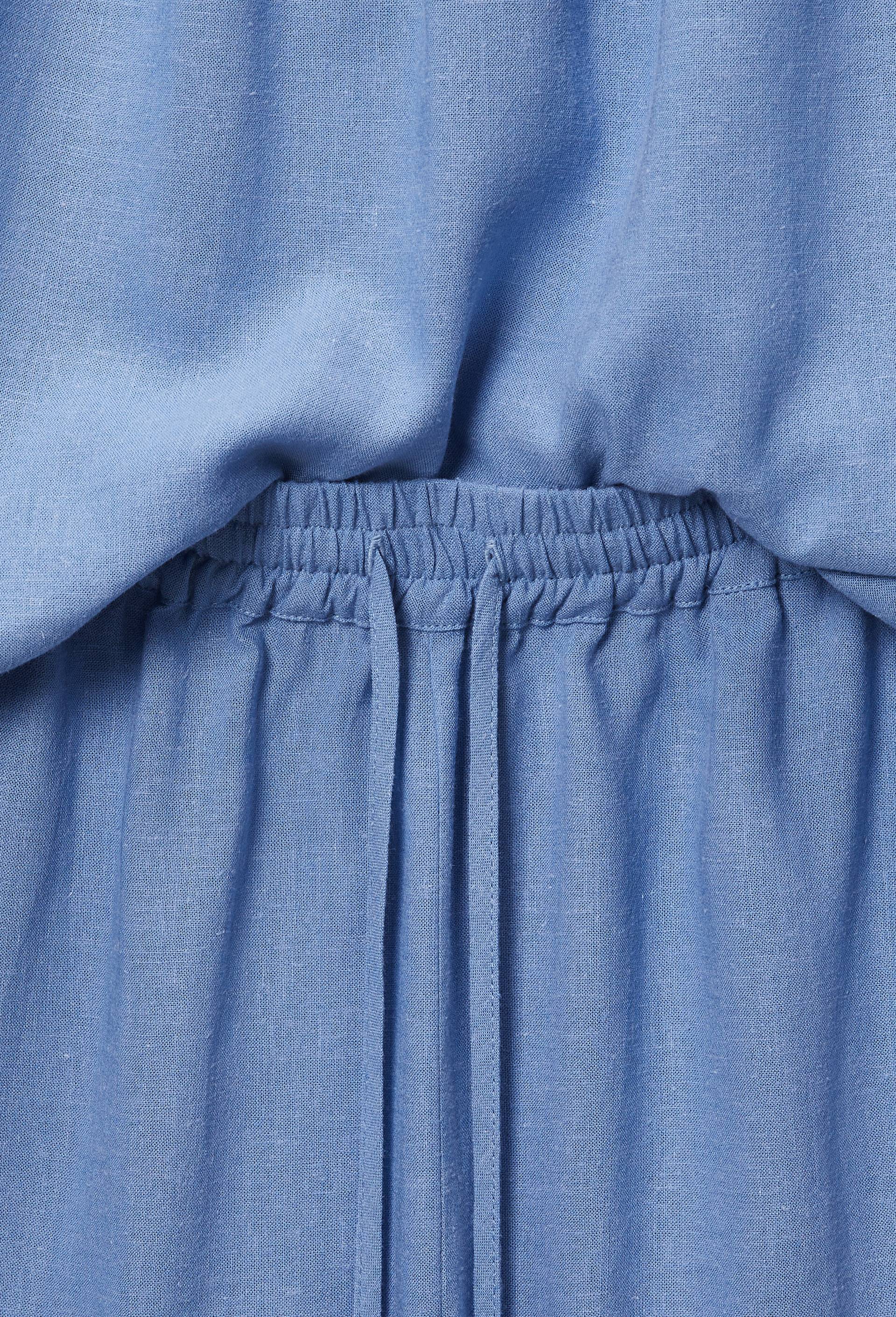 Pyjashort uni en viscose lin, Bleu, large image number 3.0