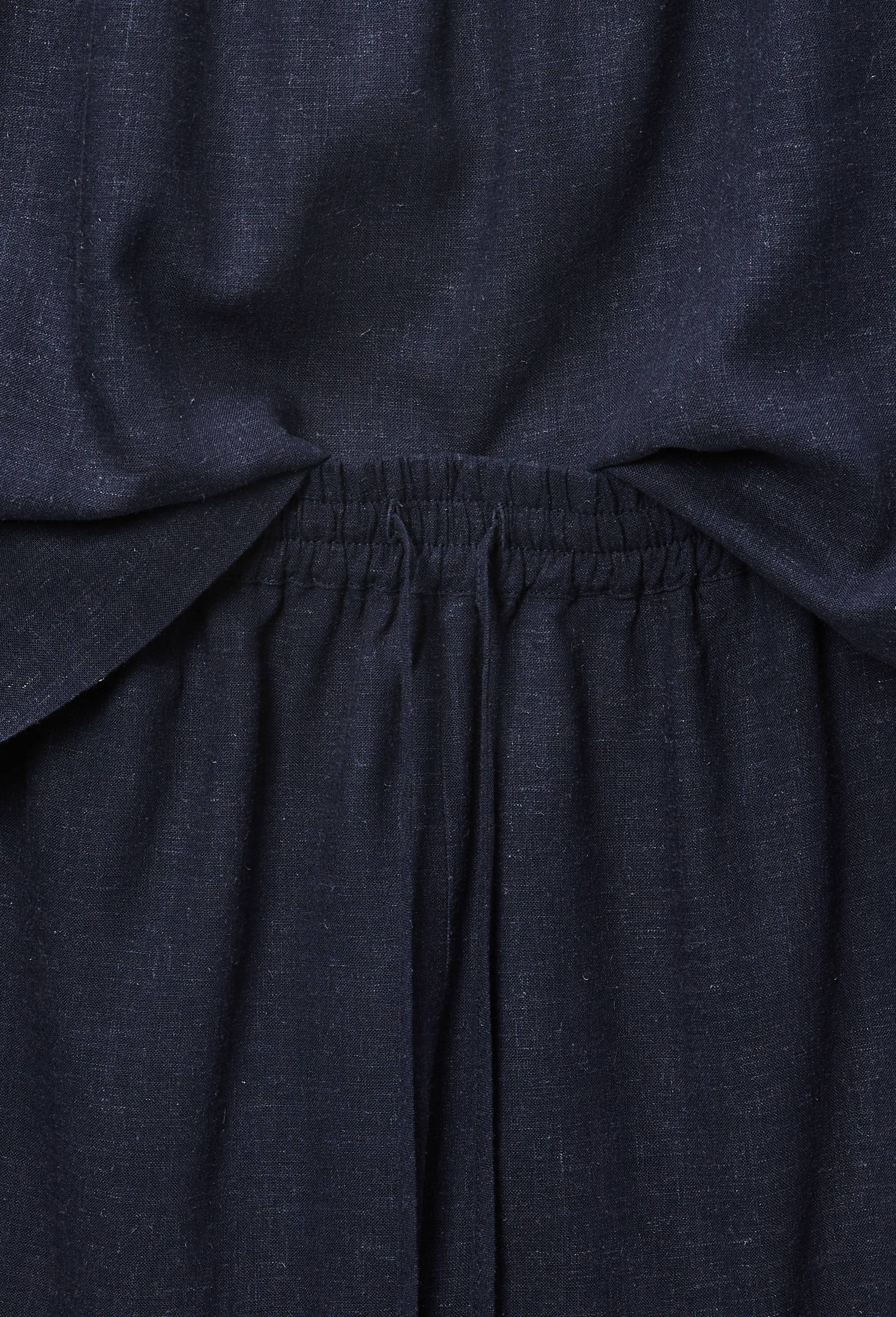 Pyjashort uni en viscose lin, Bleu fonc&eacute;, large image number 3.0