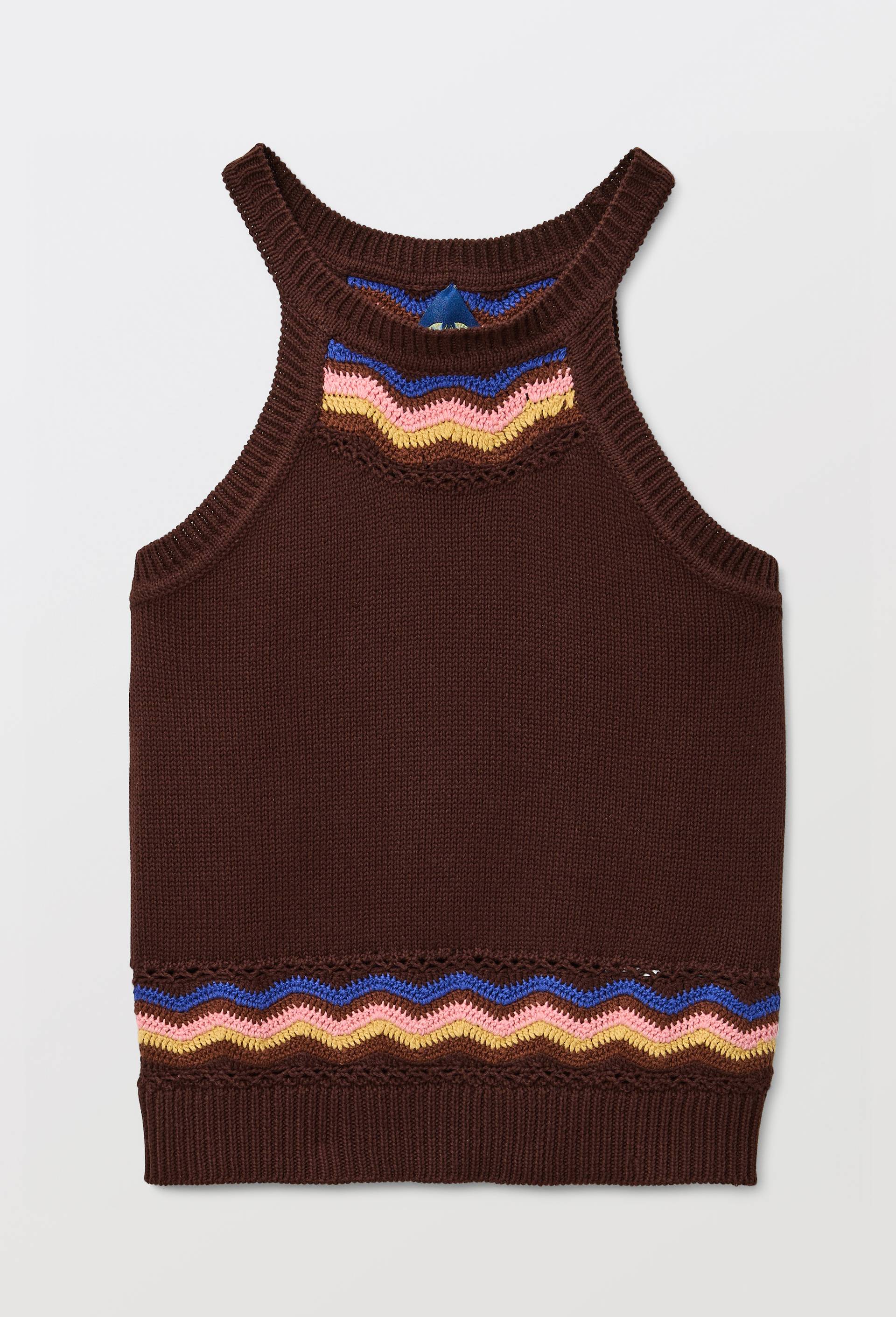 Top sans manche point crochet en coton - LOUIS BARTHELEMY x MONOPRIX, Brun, large image number 3.0