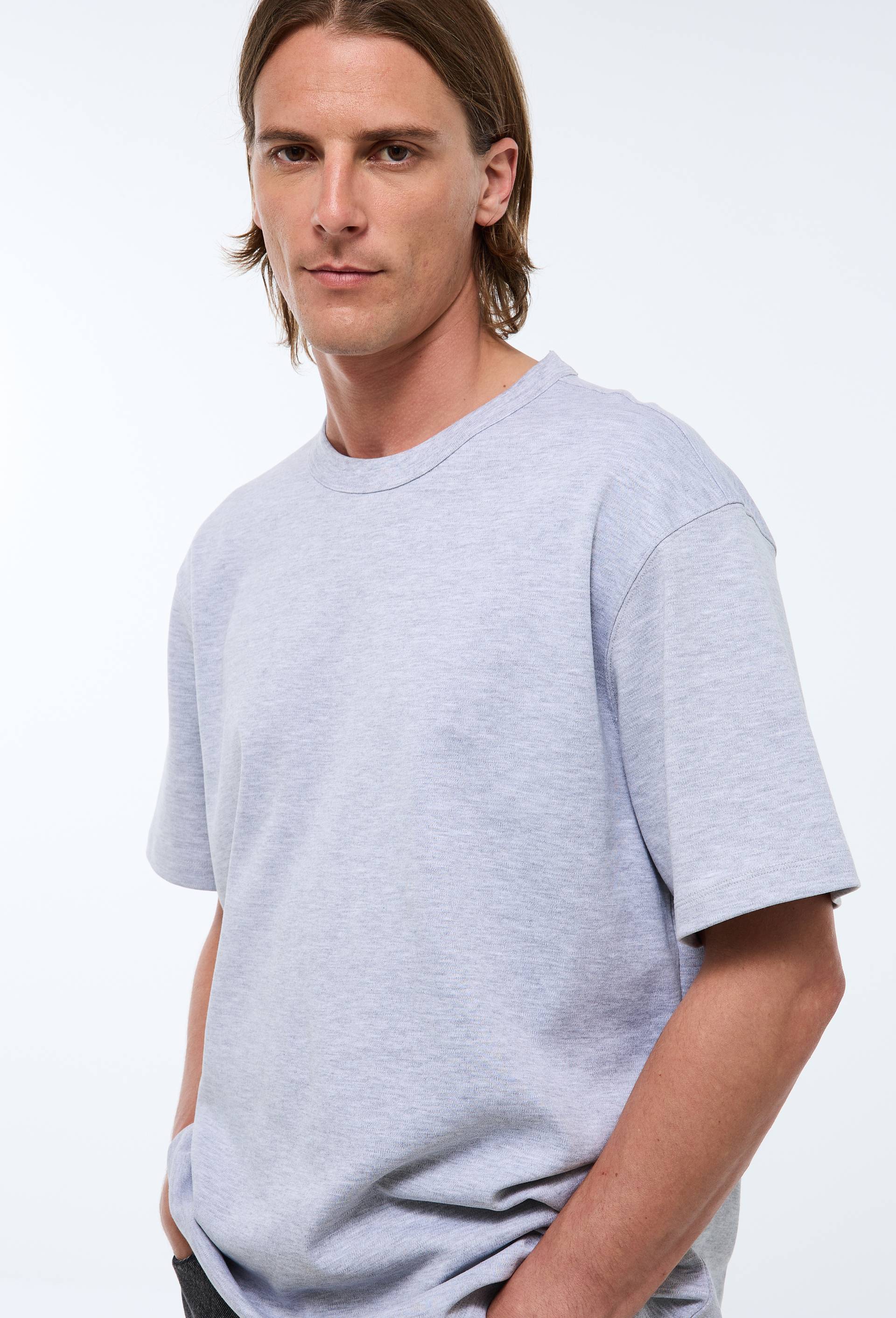 T-shirt manches courtes interlock en coton BIO GOTS, Gris, large image number 0.0