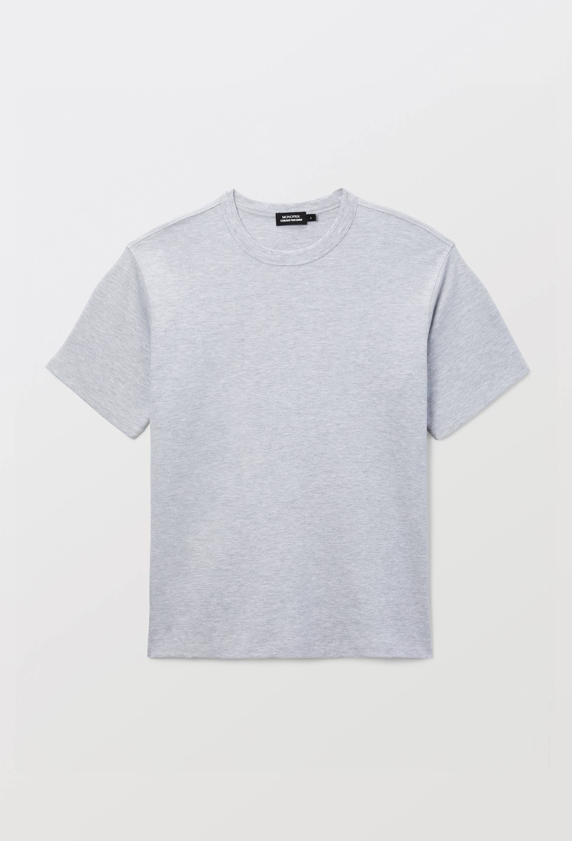 T-shirt manches courtes interlock en coton BIO GOTS, Gris, large image number 2