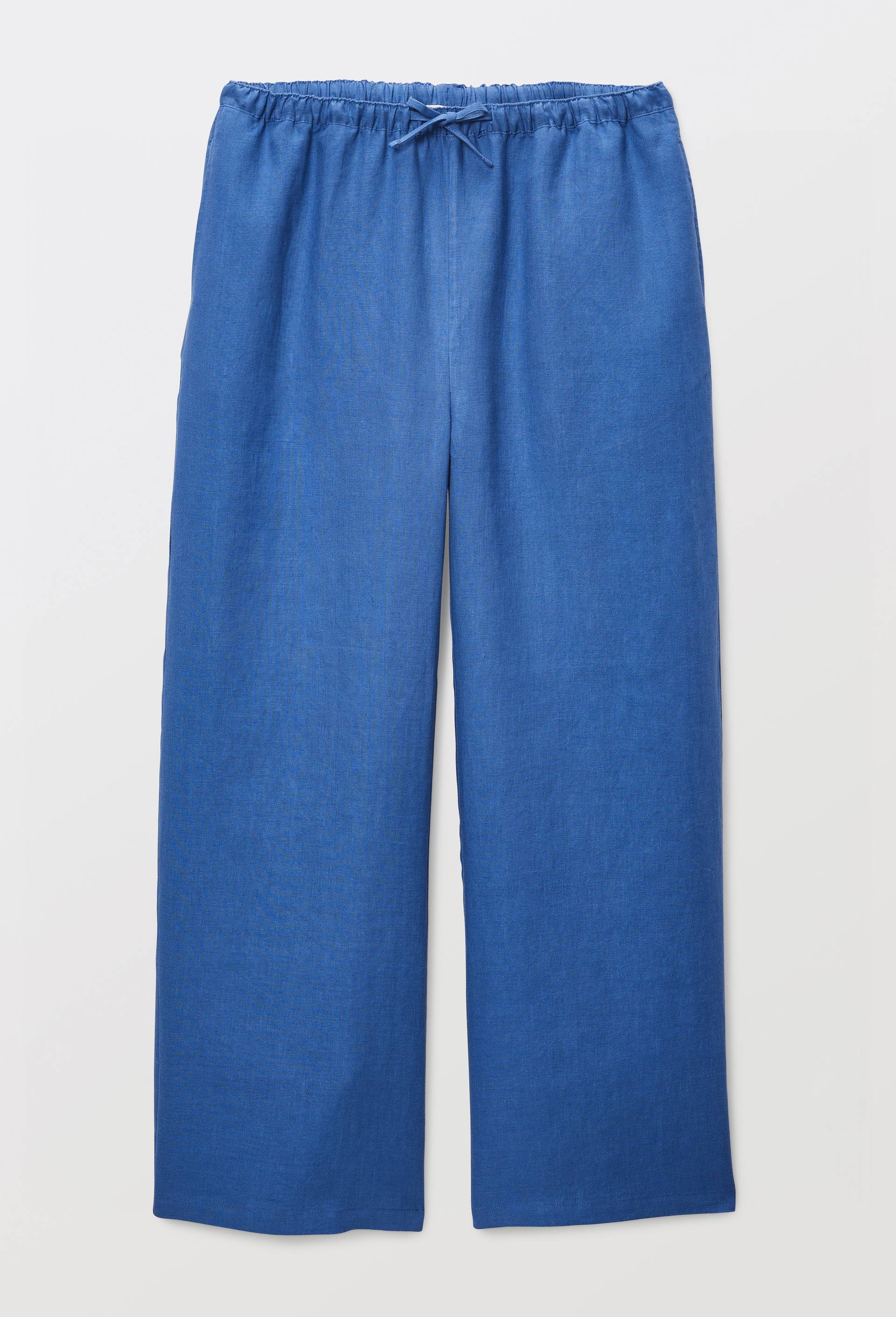 Pantalon en lin avec cordon &agrave; la taille, Bleu, large image number 2