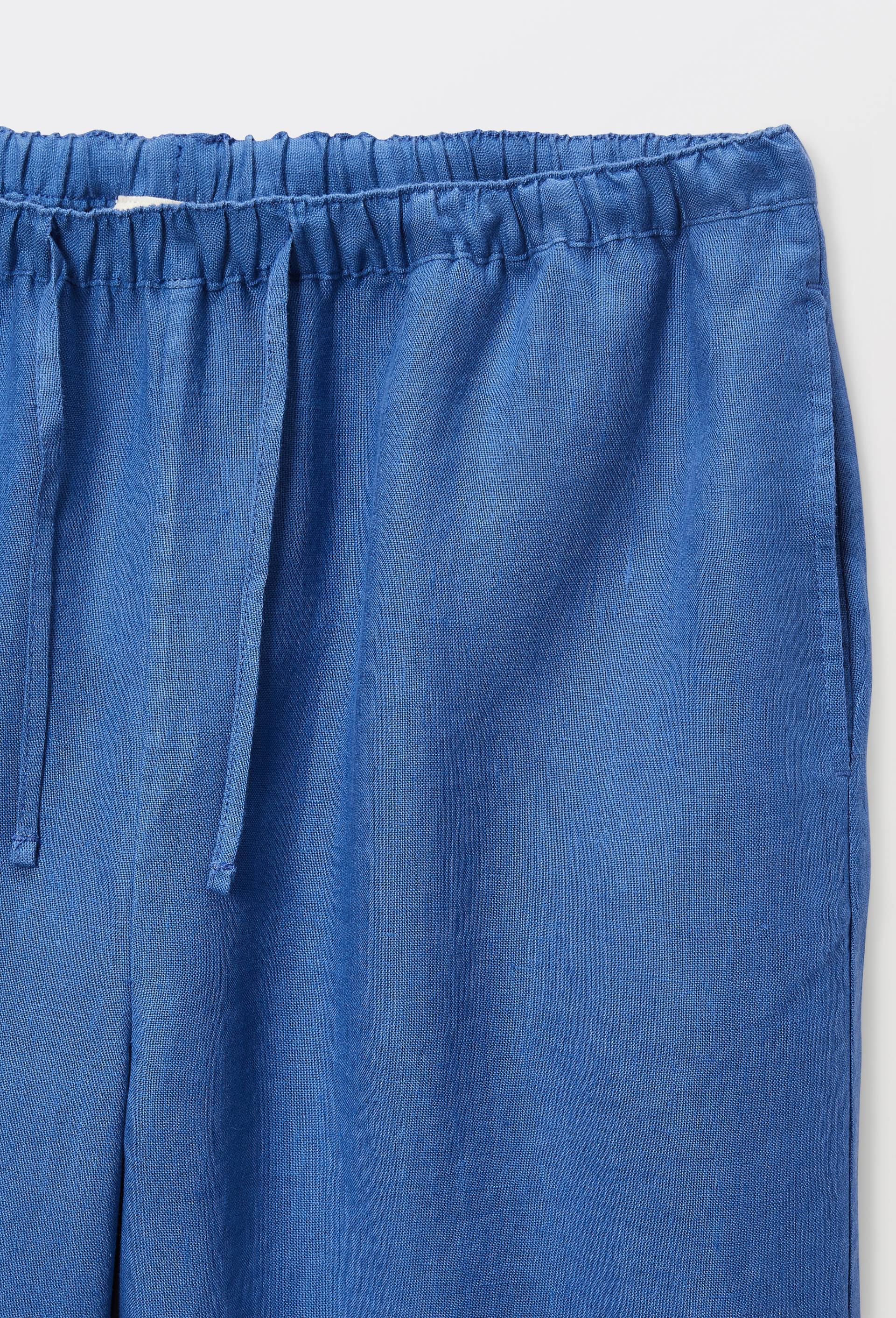Pantalon en lin avec cordon &agrave; la taille, Bleu, large image number 3