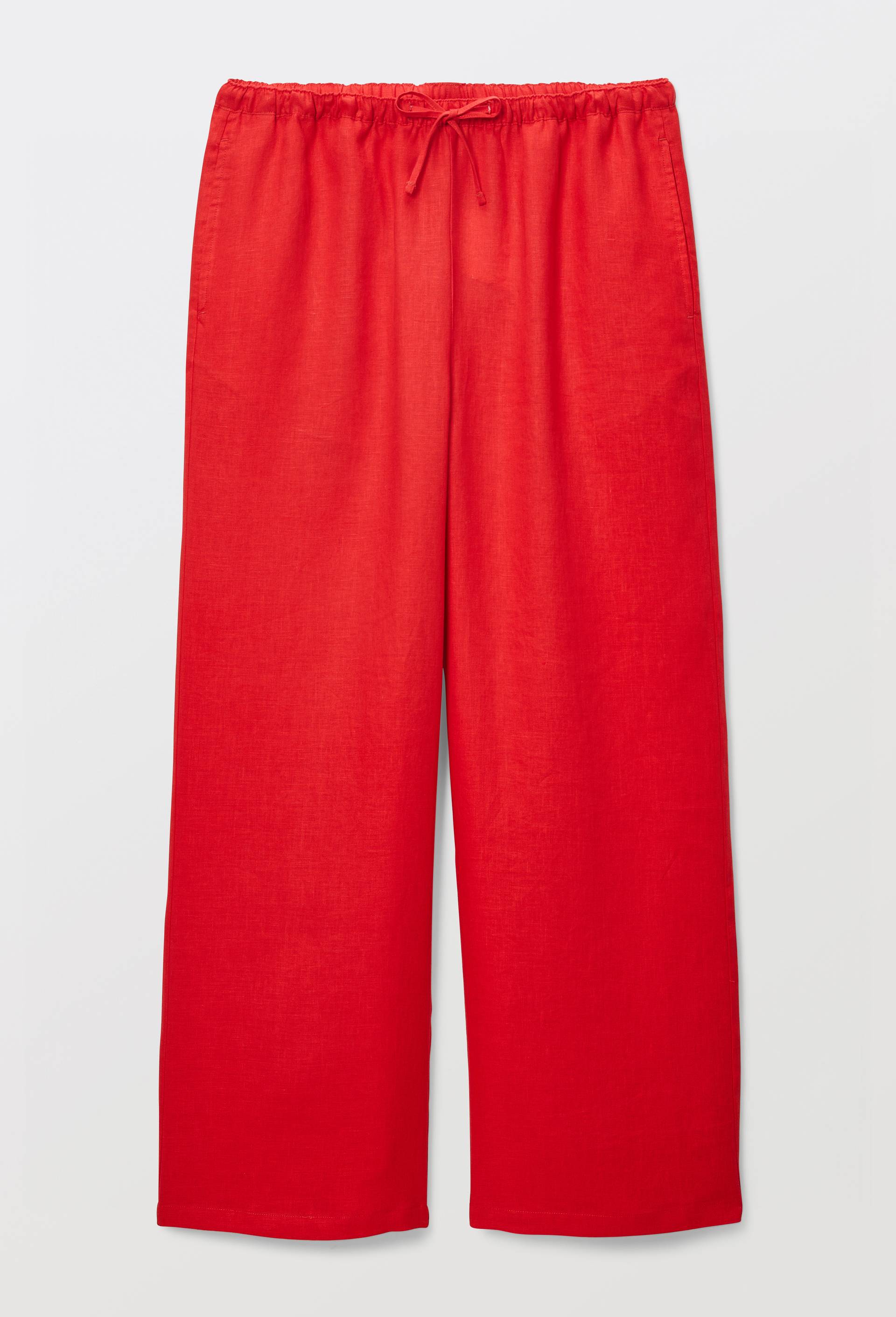 Pantalon en lin avec cordon &agrave; la taille, Rouge, large image number 2
